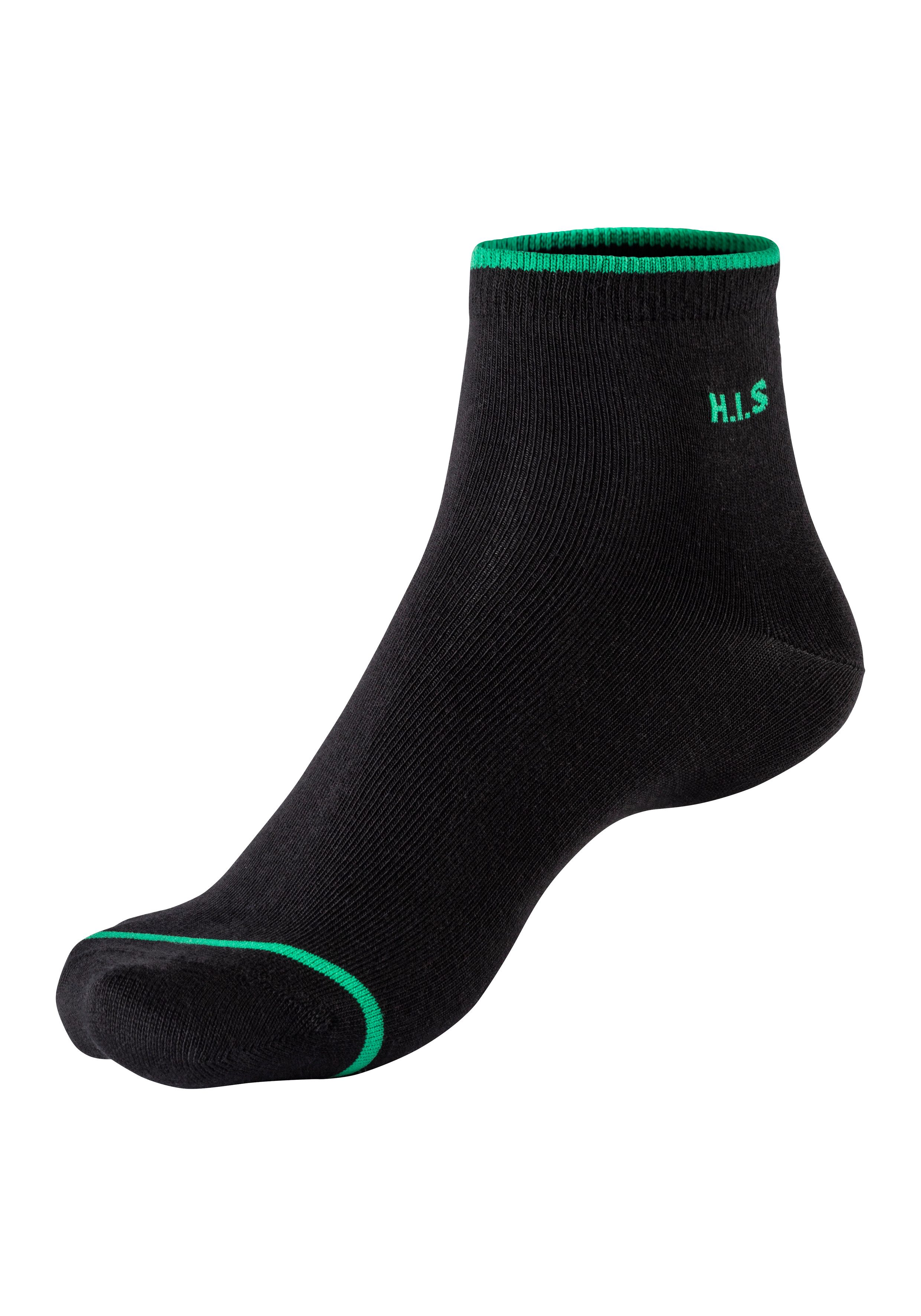 H.I.S Korte sokken met gekleurde boord (set, 7 paar)