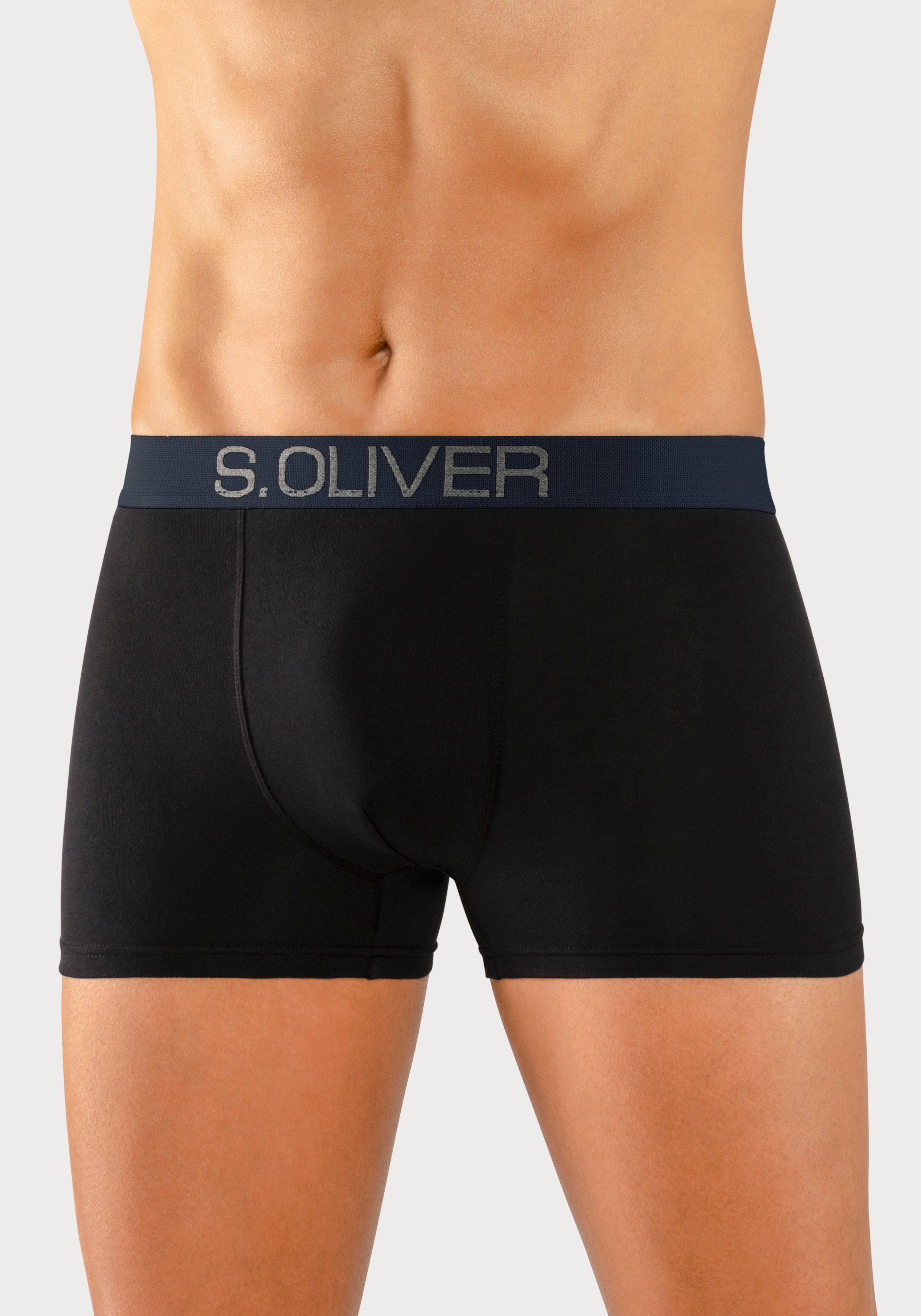 s.Oliver RED LABEL Beachwear Boxershort voor heren met contrastkleurige weefband (set, 4 stuks) heren maat L zwart