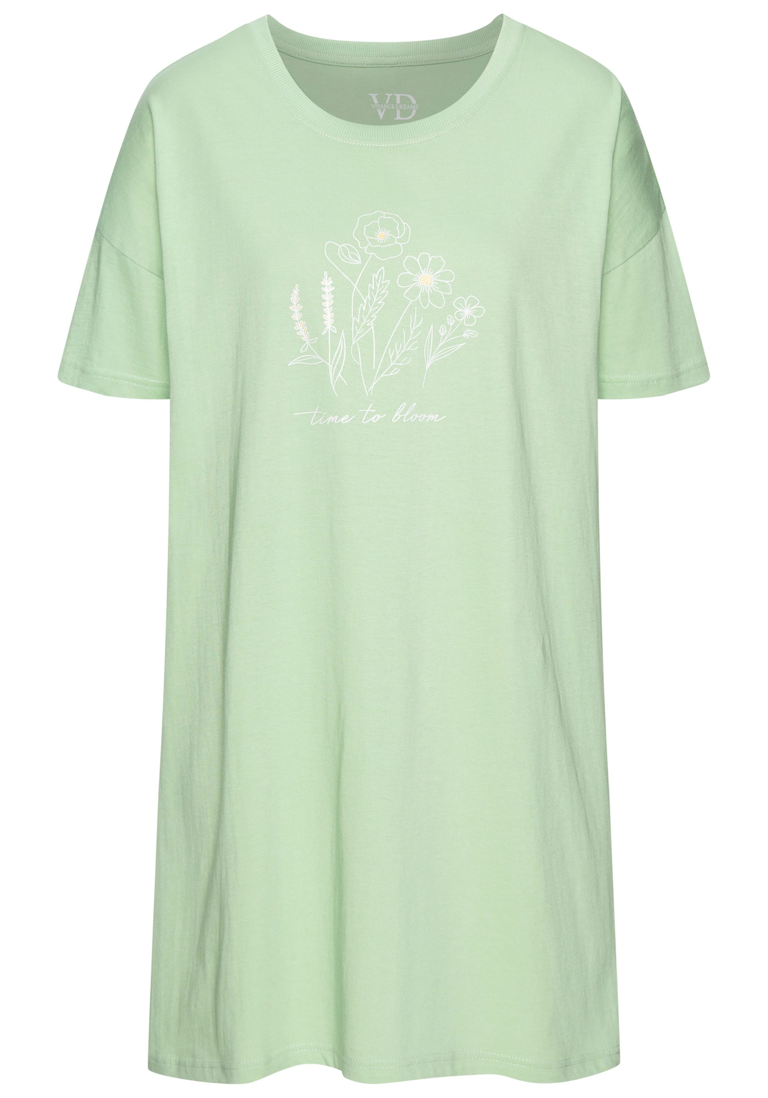 Vivance Dreams Big-shirt met fijn geschetste frontprint (2-delig, Set van 2)