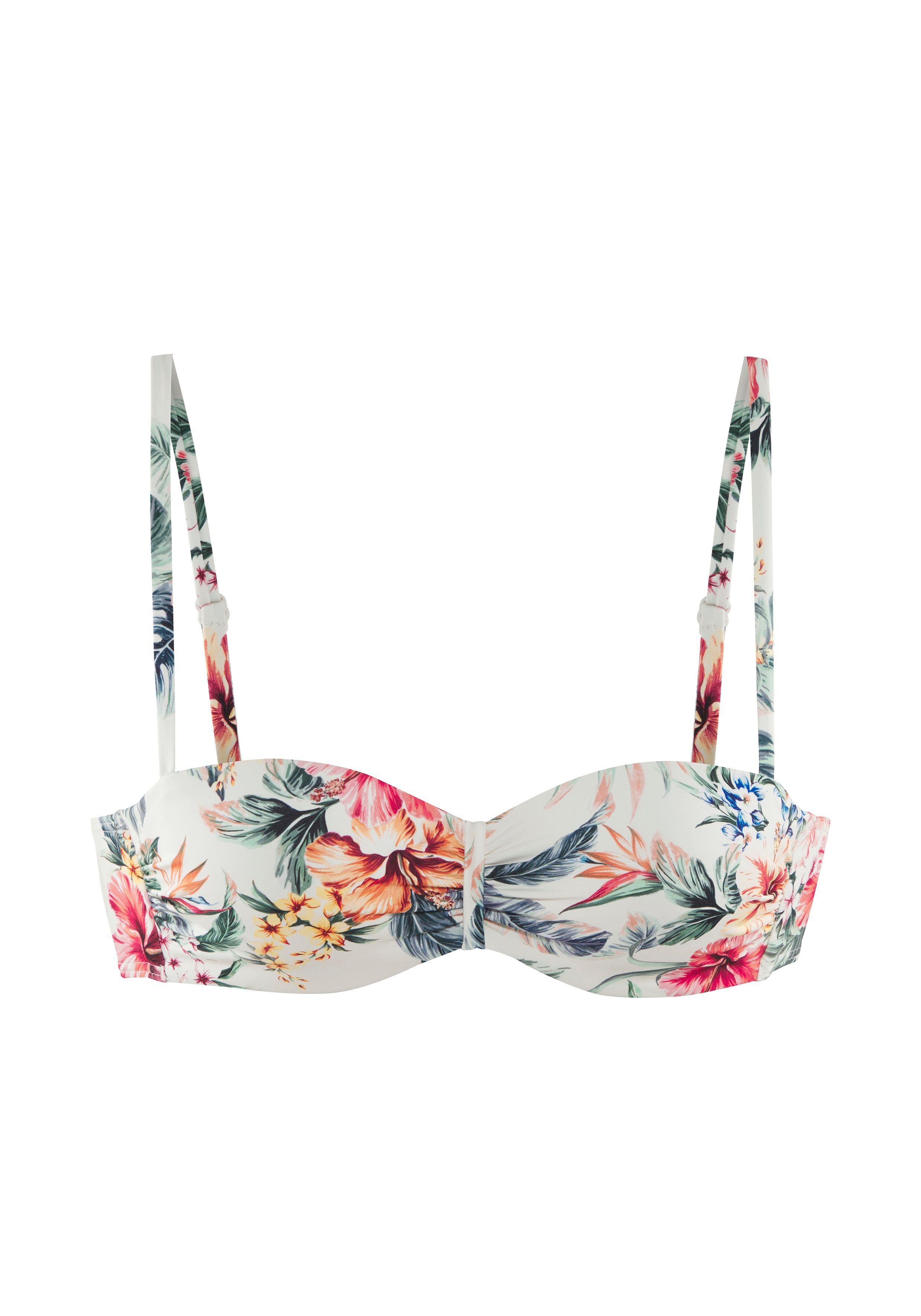 Lascana Beugelbandeau bikinitop Salsa met mooie bloemenprint bandeau bikini's maat A A beige