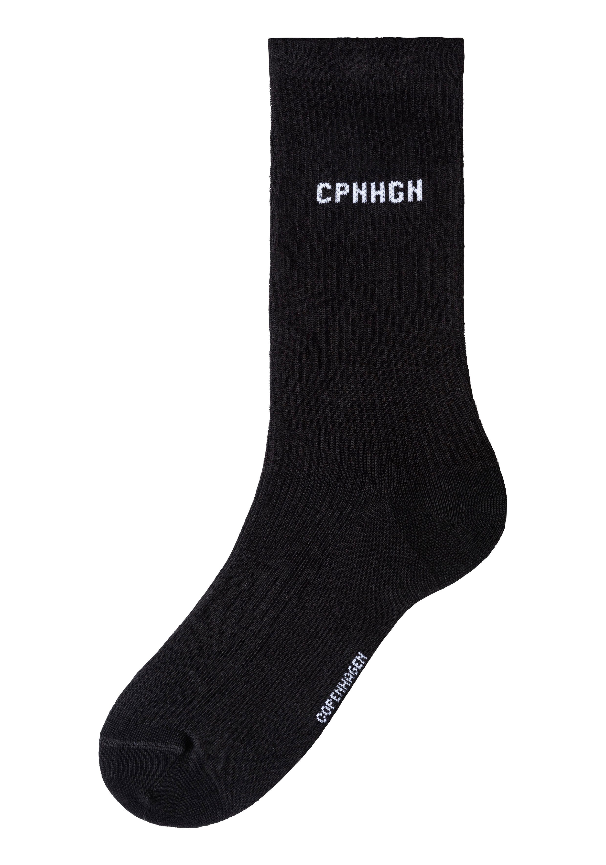 Copenhagen Studios Basic sokken met ribstructuur en borduursel (set, 3 paar)
