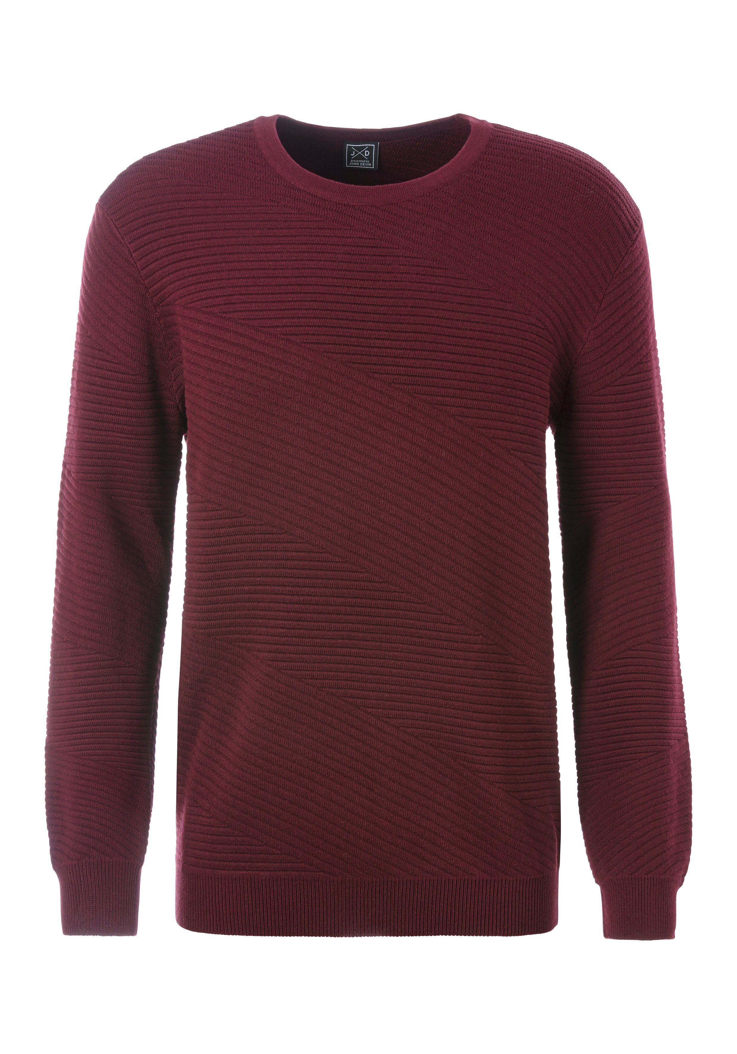 John Devin Gebreide trui Pullover van zachte structuurbreiwerk heren maat XXXL (64/66) rood