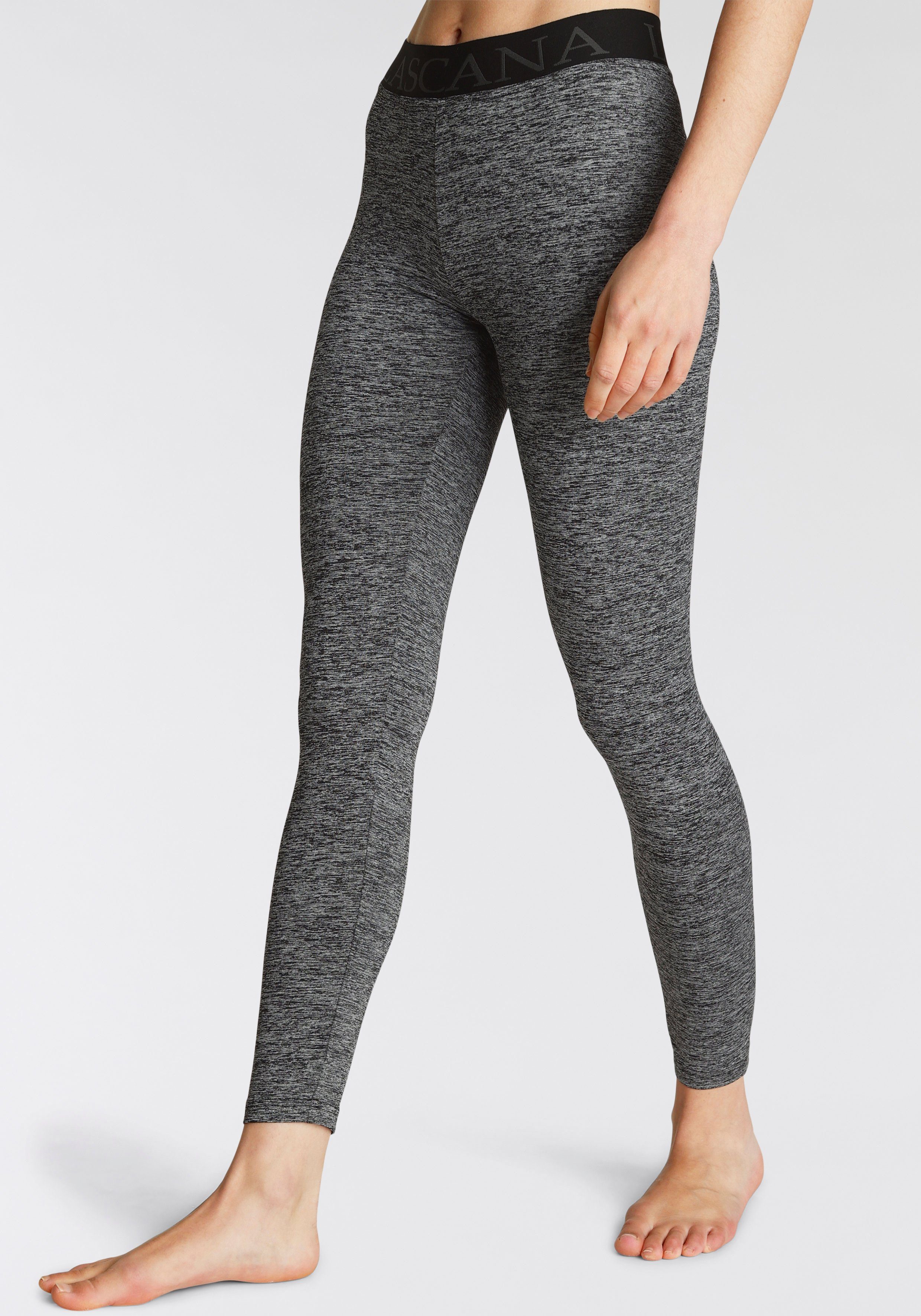 active by Lascana Legging gemeleerd, met elastische tailleband en daarin geweven tekst