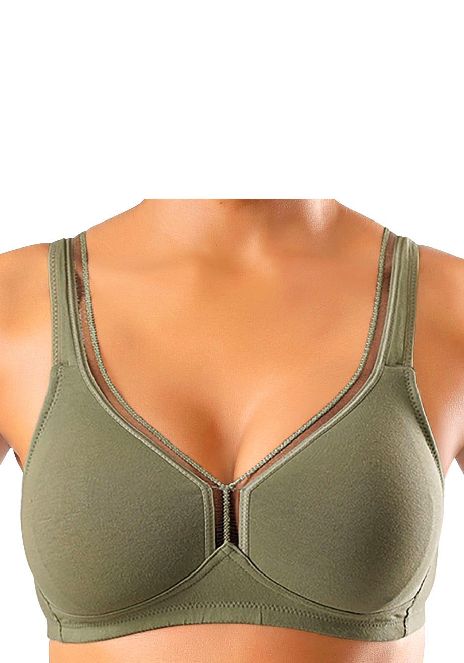 Petite fleur T-shirt-bh zonder beugels van katoen, basic dessous (Set van 2)