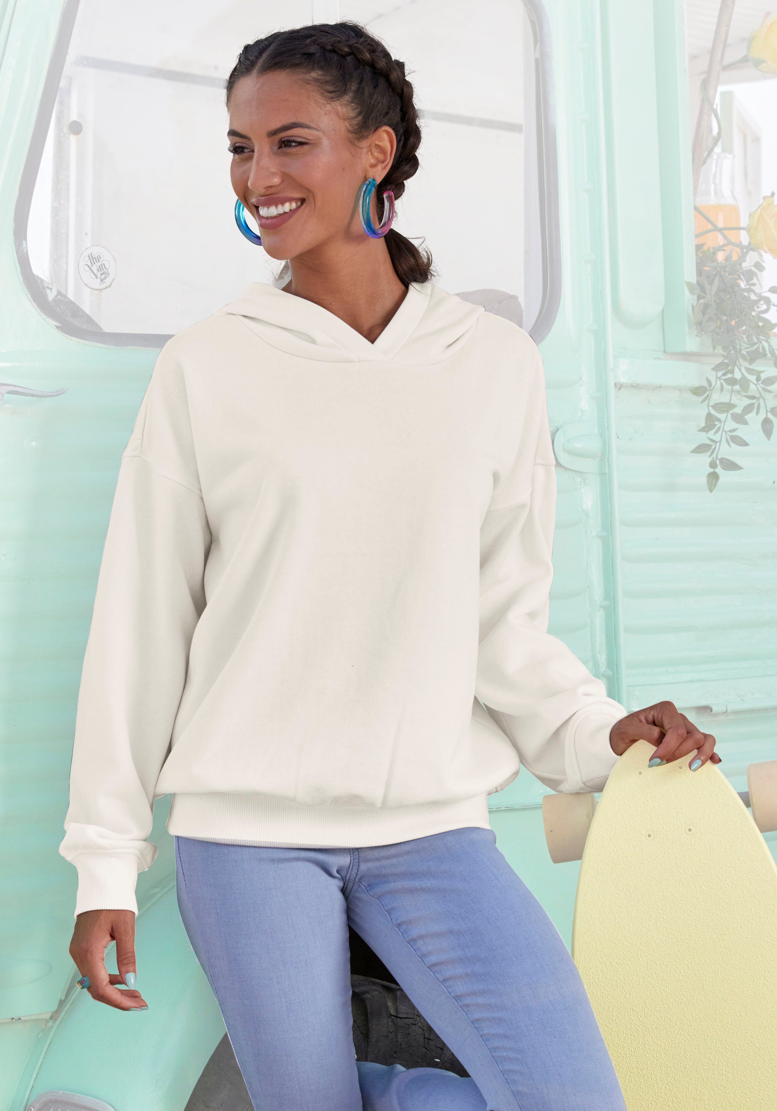 Buffalo Hoodie -Hoodie met rugprint Capuchon sweatshirt met rugprint en ribborden, loungewear