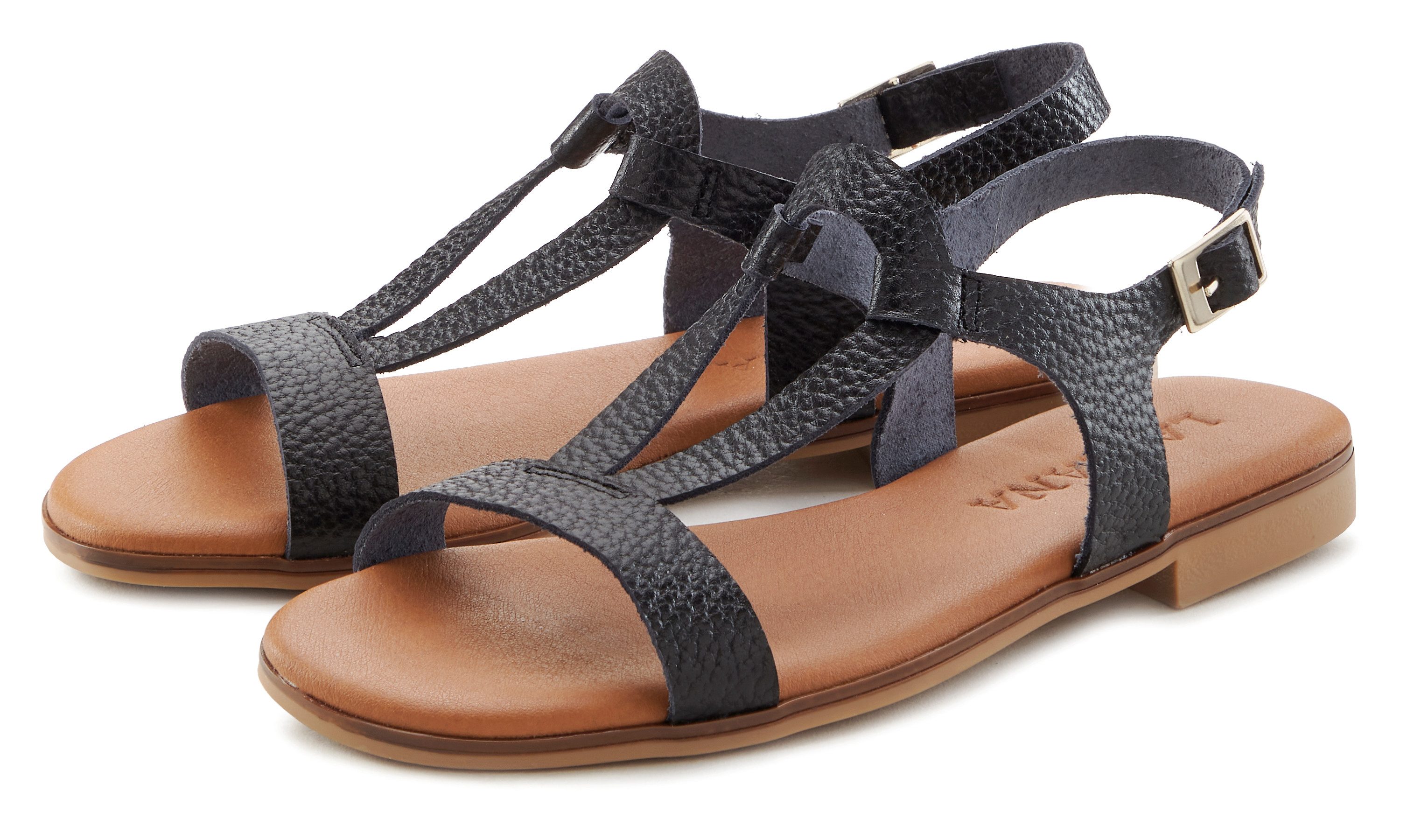 Lascana Sandalen Zomerschoen Sandalette, zomerschoen van hoogwaardig leer in metallic-look