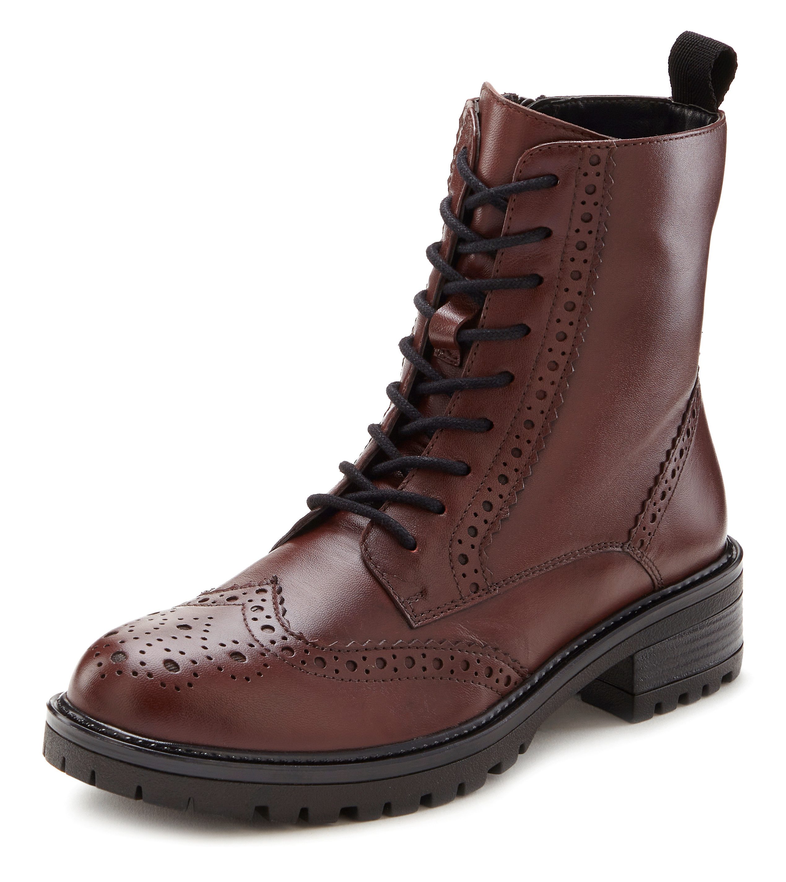 Lascana Veterschoenen Veterschoen, enkellaarsjes, leer, veters en rits