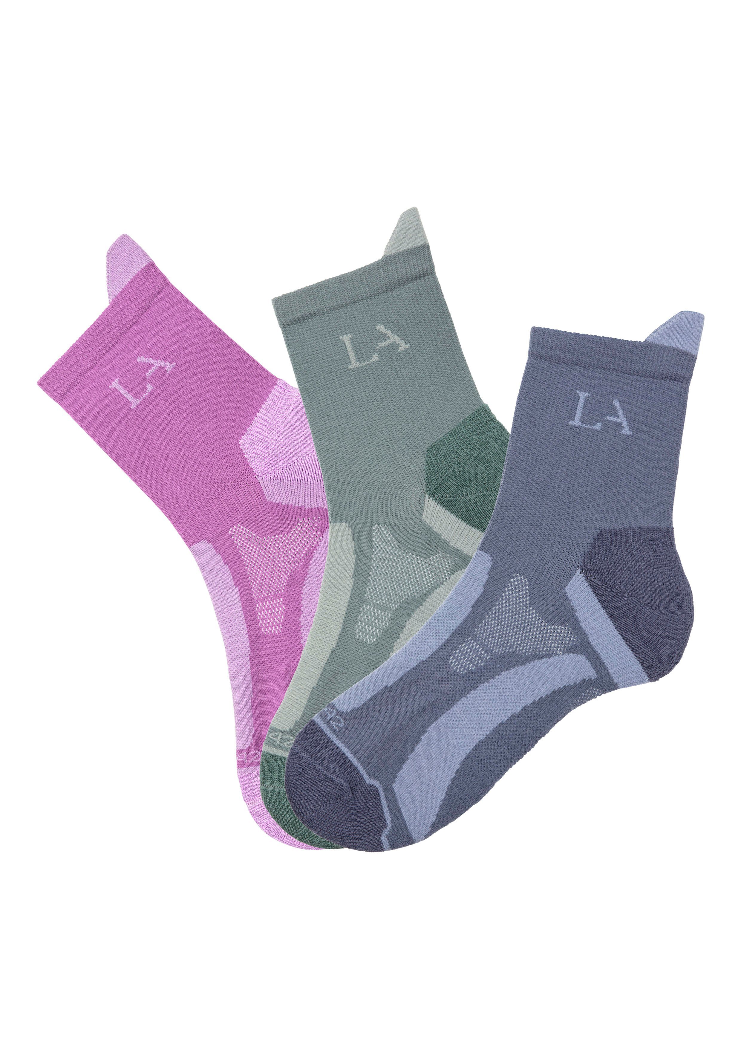 active by Lascana Wandelsokken met versterkte belastingzones (set, 3 paar) sokken maat 39-42 multicolor