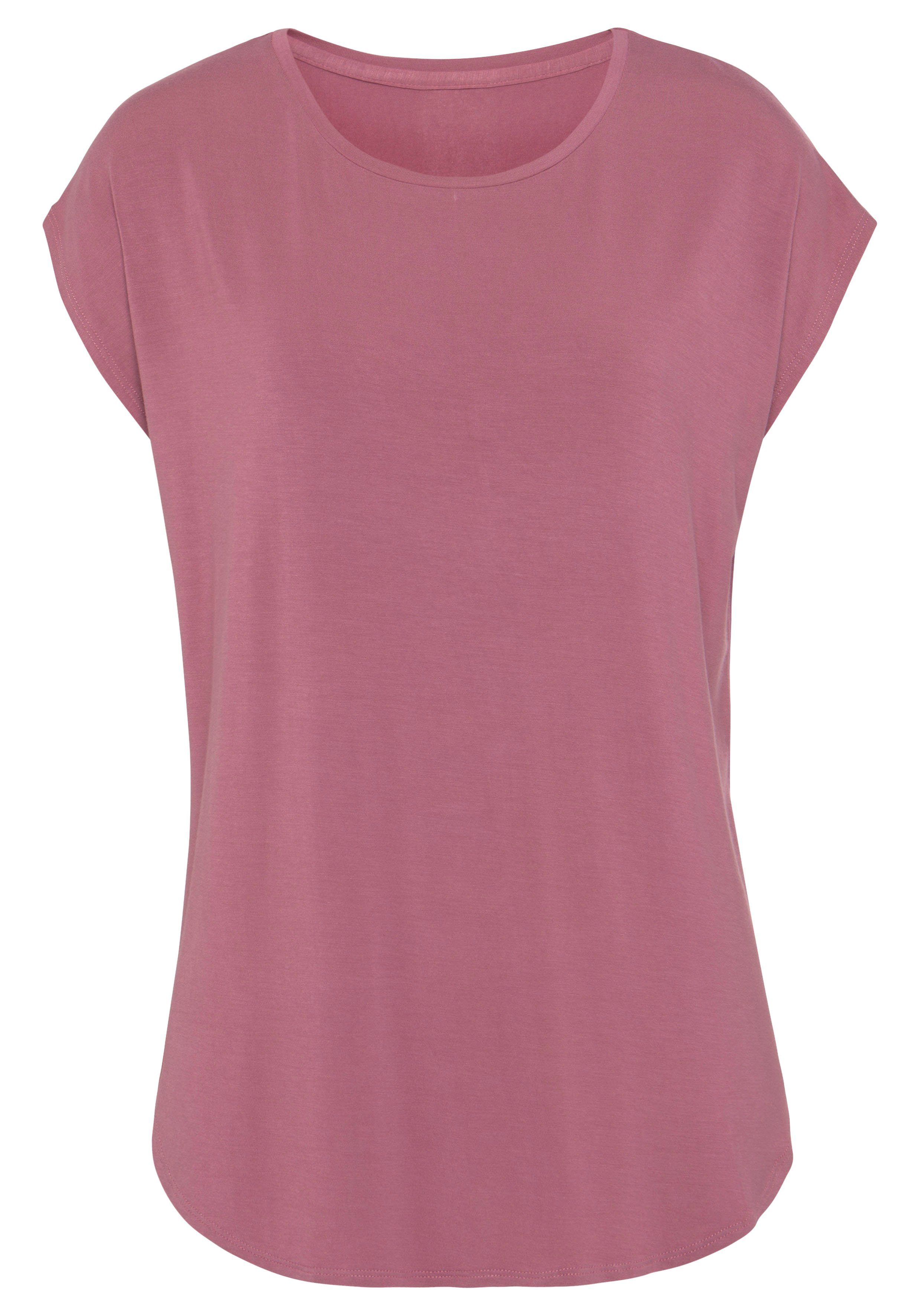 Lascana Lang shirt Met sterk afgeronde zoom van zachte viscose-stretch (2-delig, Set van 2)