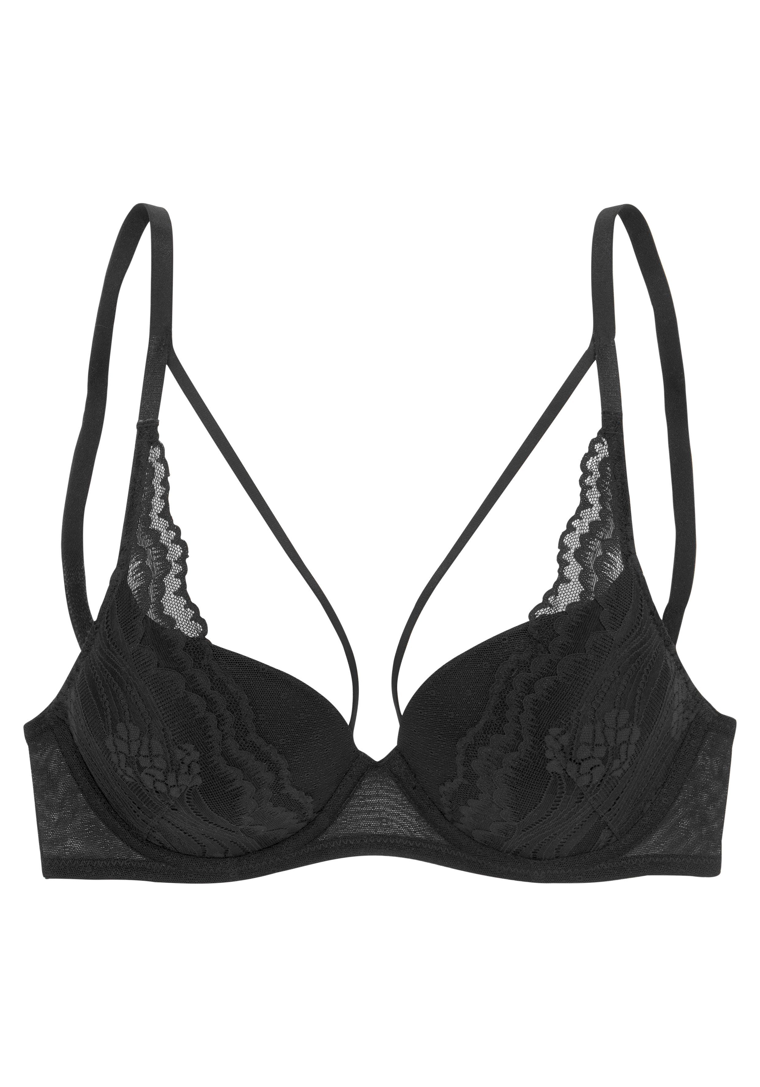 s.Oliver RED LABEL Beachwear Push-up-bh Alice met kant en bandjes, lingerie push-up bh's maat 75 C zwart