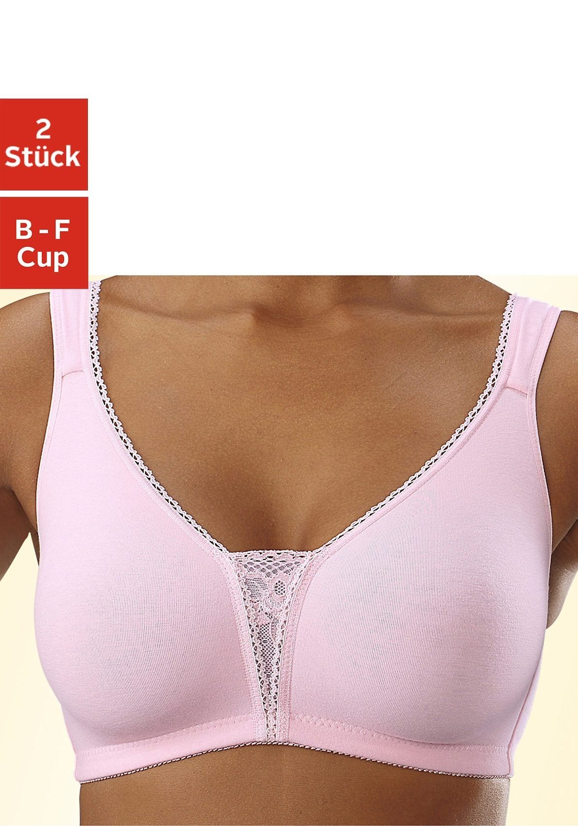 Petite fleur Soft-bh zonder beugels met kanten details (Set van 2)