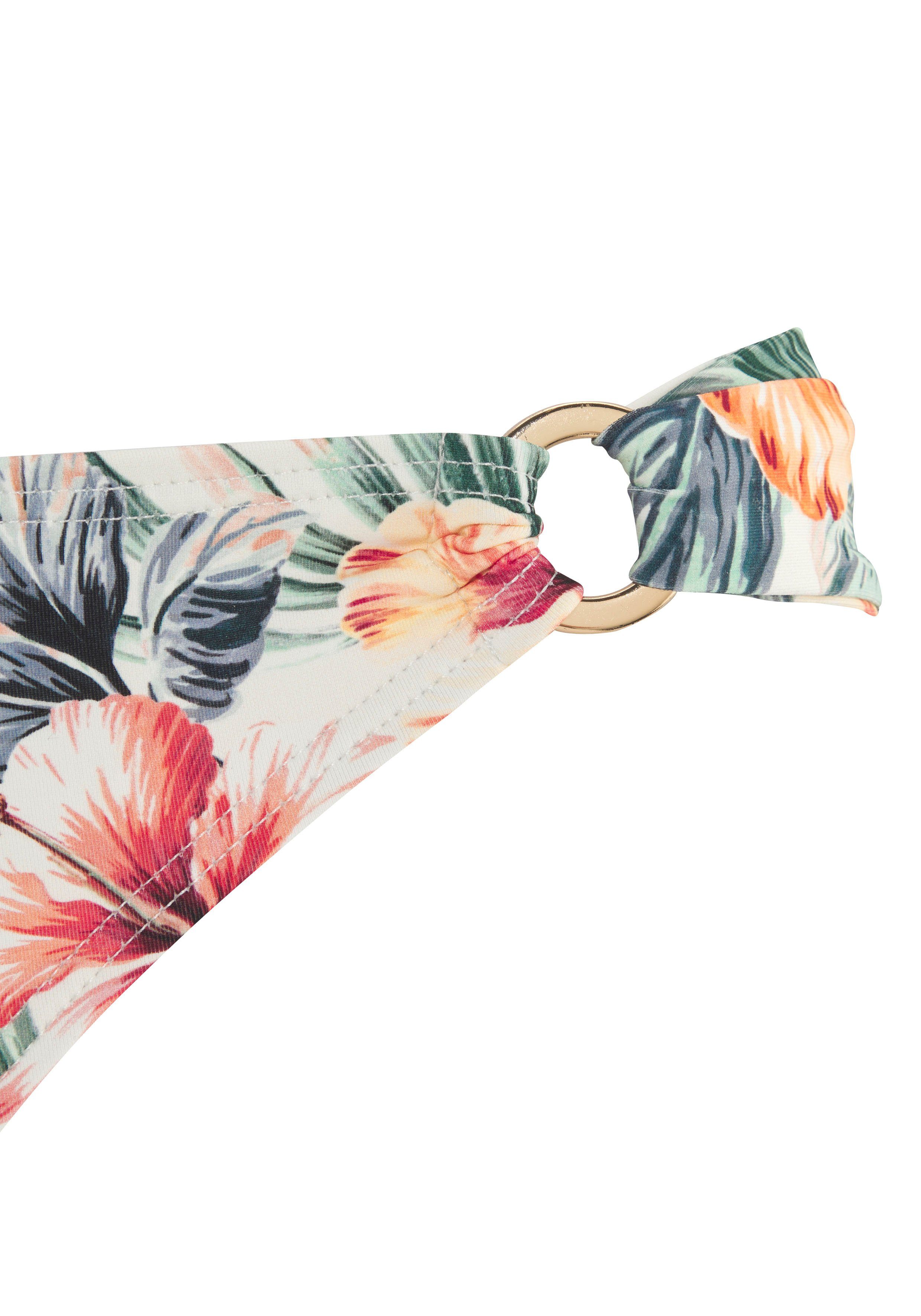 Lascana Bikinibroekje Salsa met sierringen en geweldig bloemenprint