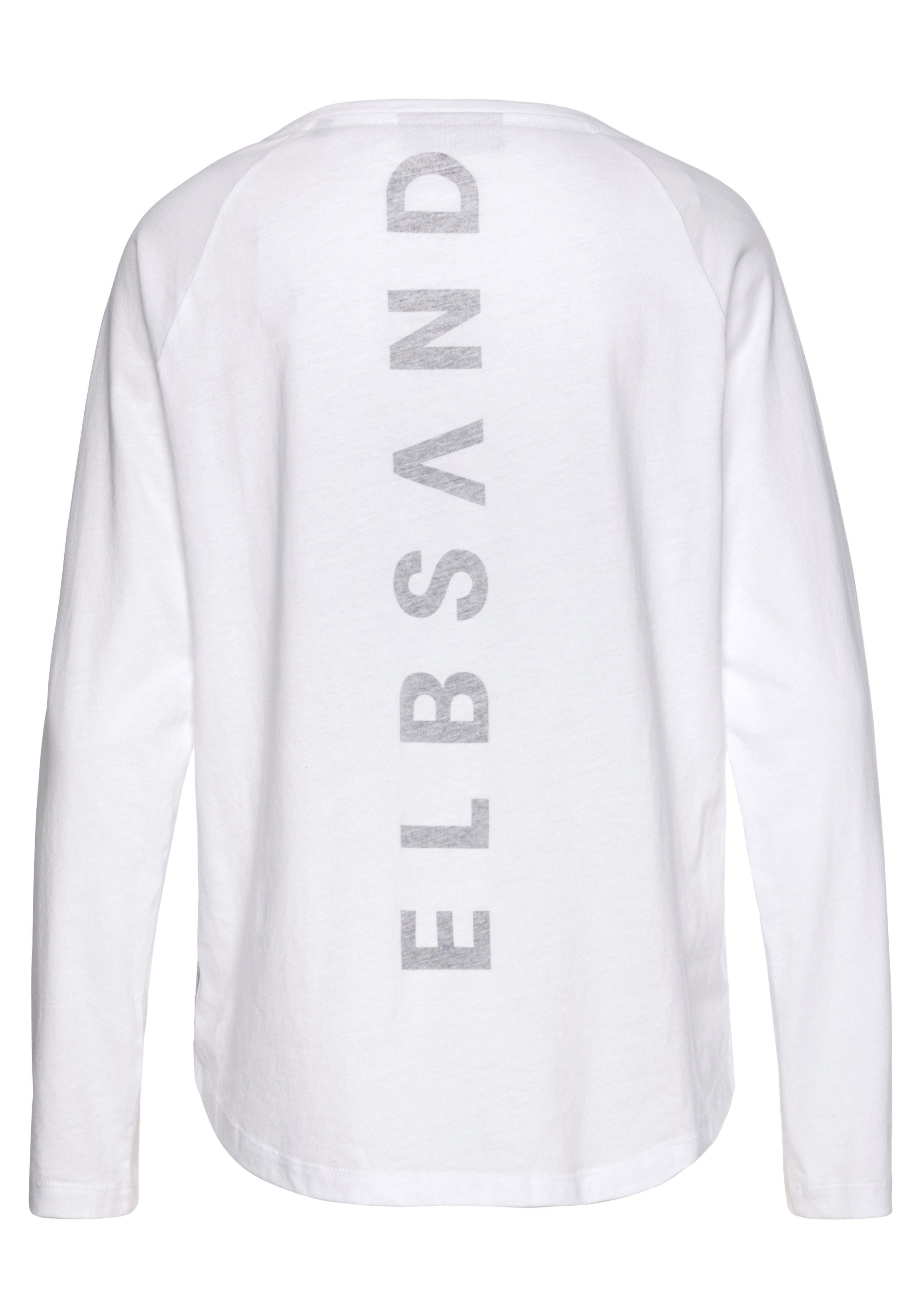 Elbsand Longsleeve TINNA met logoprint op de rug, shirt met lange mouwen van een katoenmix, sportief-casual strandtruien maat L (40) wit