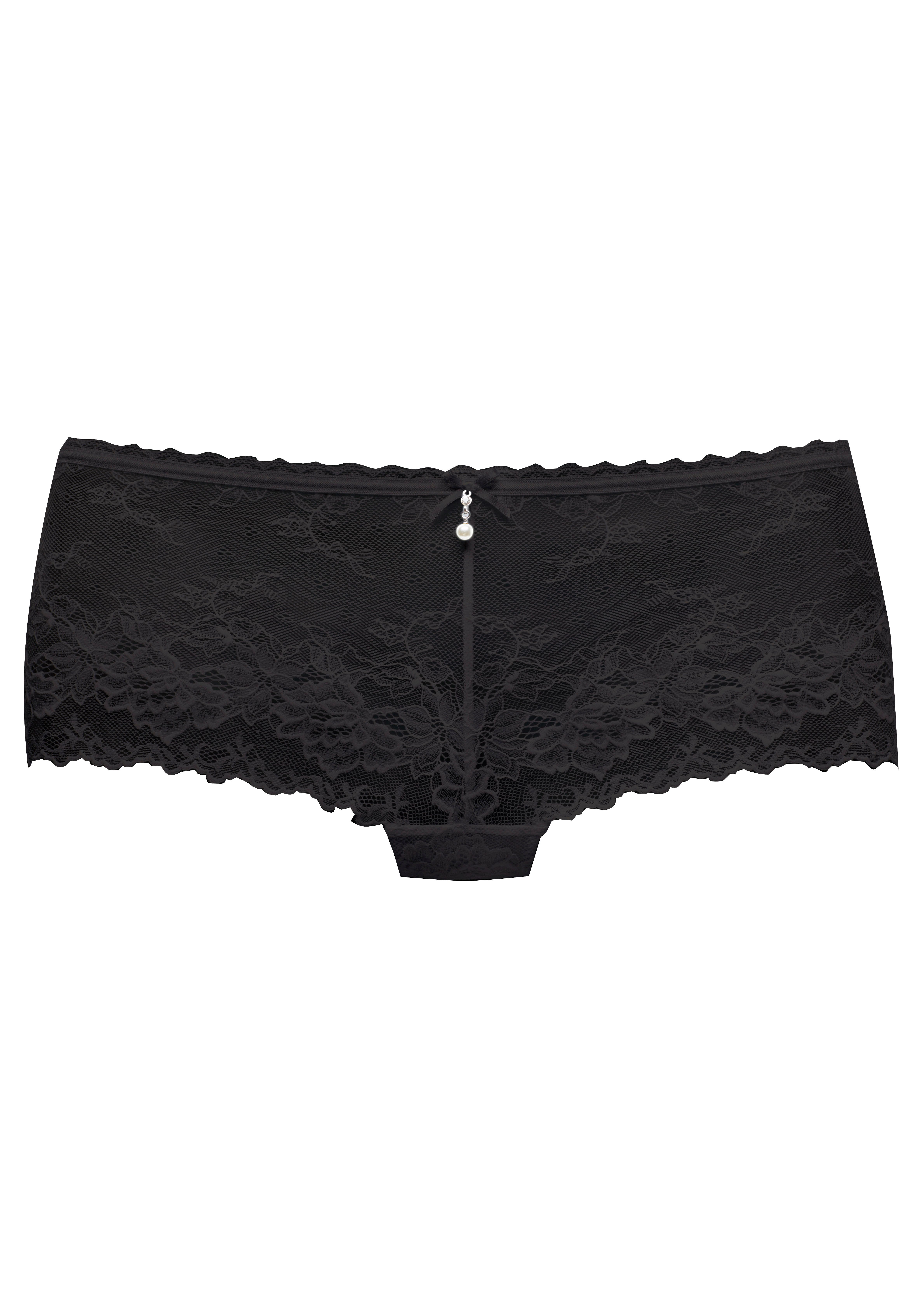 Lascana Hipster van subtiel transparante jacquardkant met edele parelaccessoire