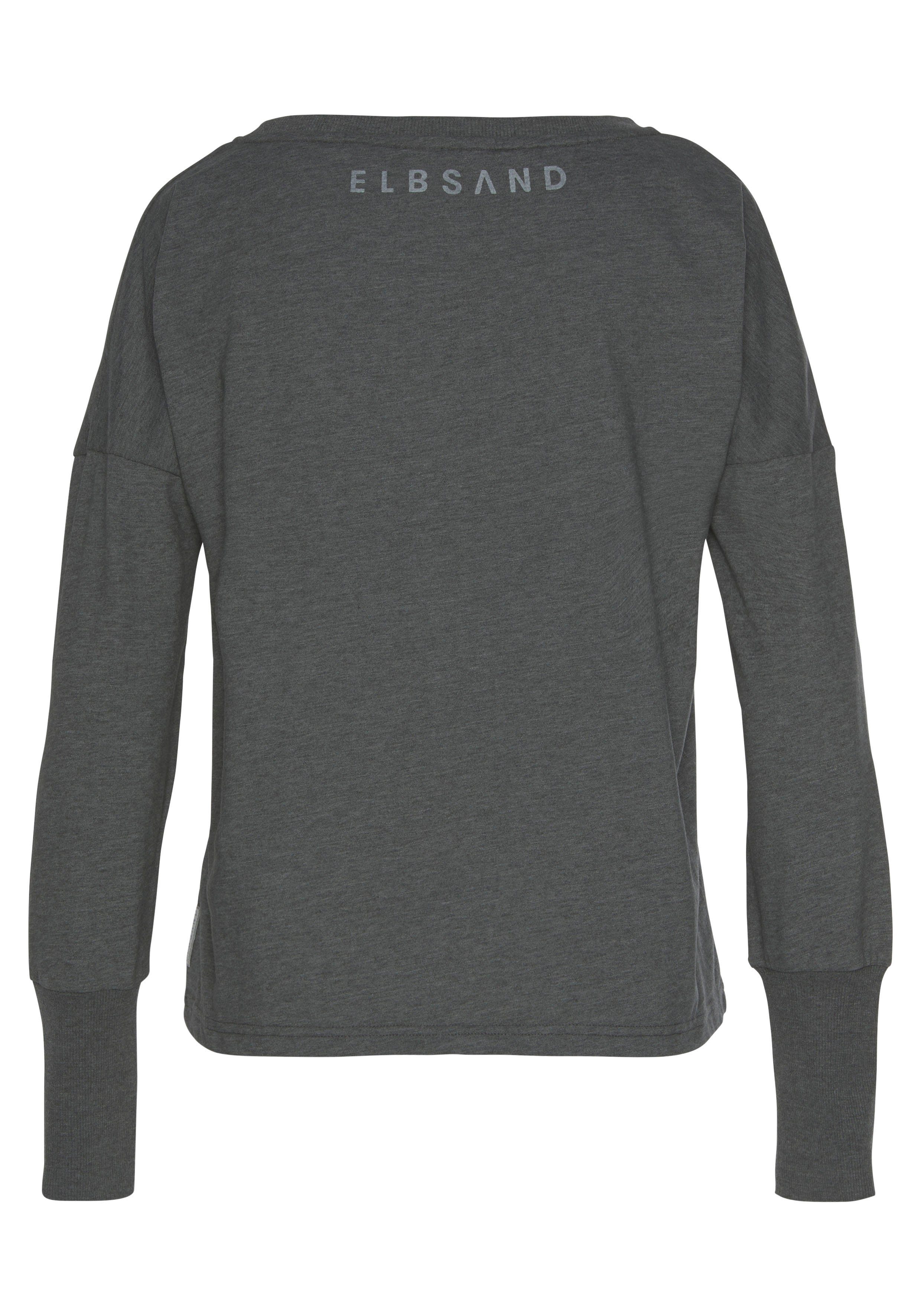 Elbsand Longsleeve Ingrun met logoprint op de voorkant, shirt met lange mouwen van een katoenmix, sportief-casual