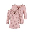 lascana shirt met 3-4-mouwen in modieuze blouse-look (set van 2) roze