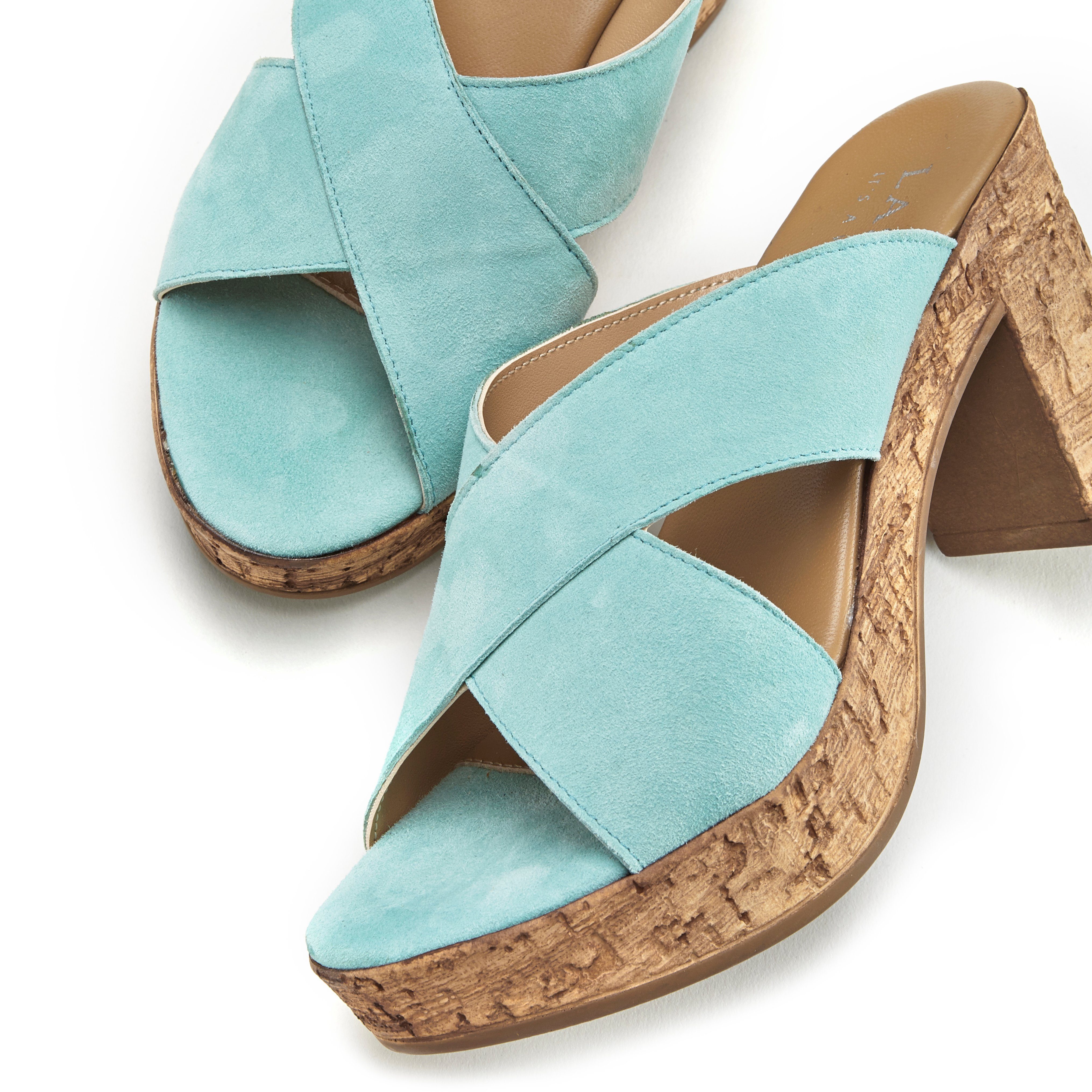 Lascana Slippers Mule, sandaal, open schoen van leer met blokhak