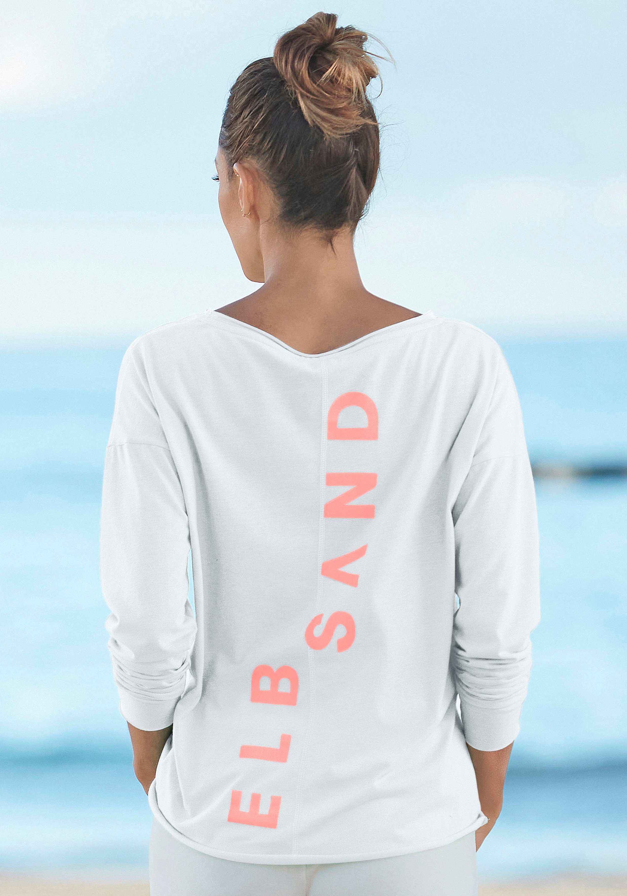 Elbsand Shirt met lange mouwen Raina met logoprint op de rug, longsleeve van katoenmix