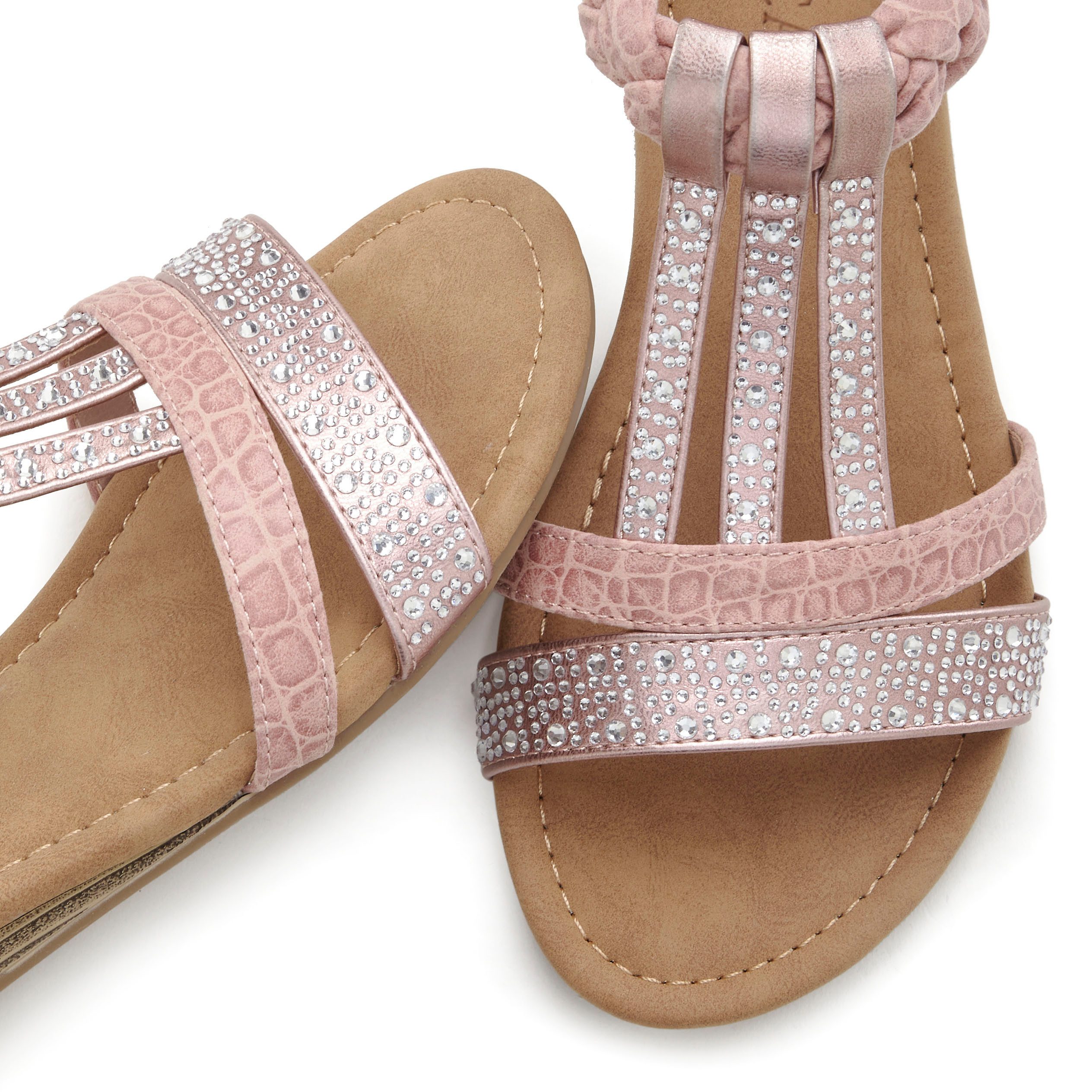 Lascana Sandalen Zomerschoen met glinsterende stenen, kleine sleehak, sandaal, zomerschoen vegan