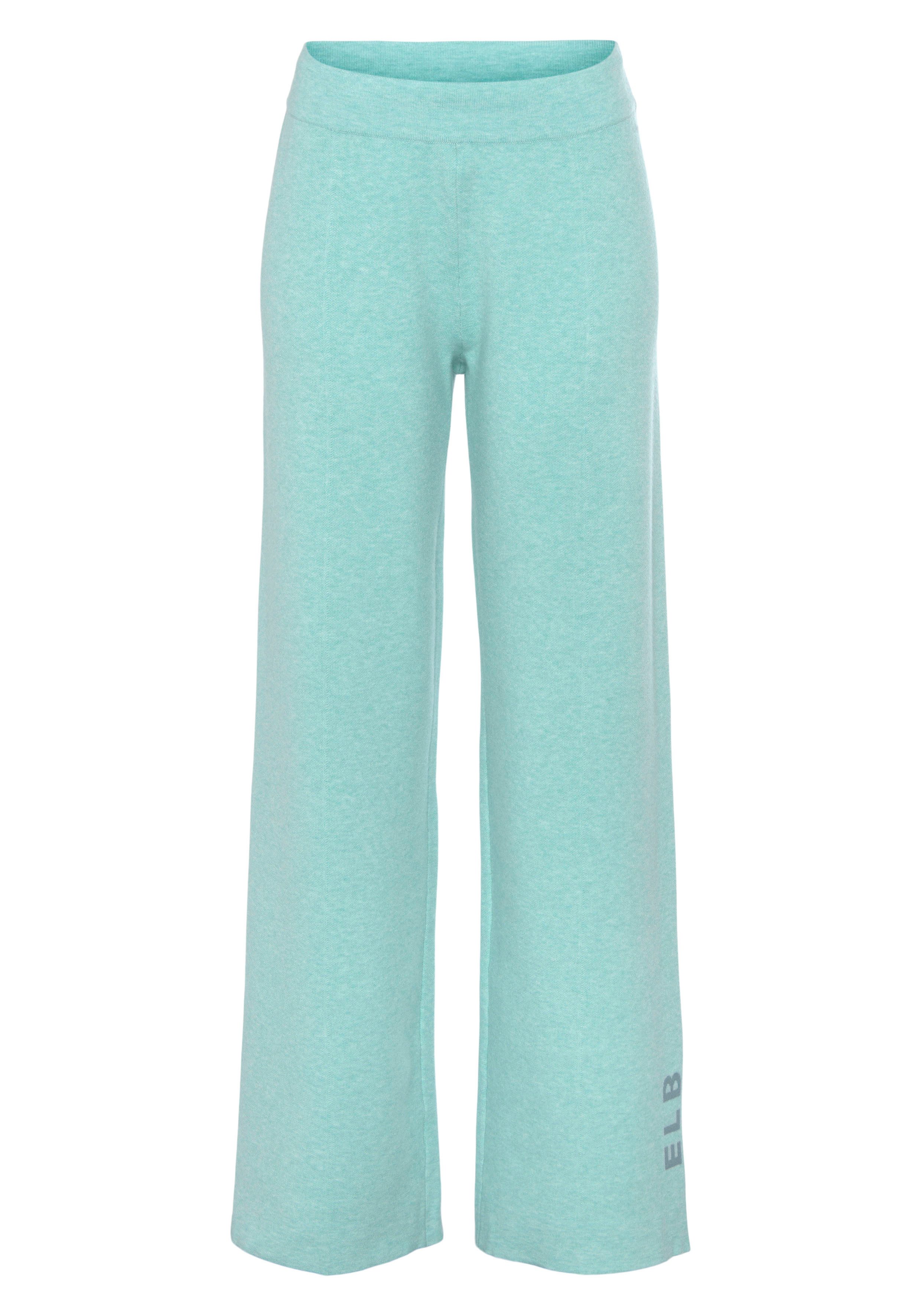 Elbsand Tricotbroek -Loungebroek met wijde pijpen en geborduurd logo, loungewear