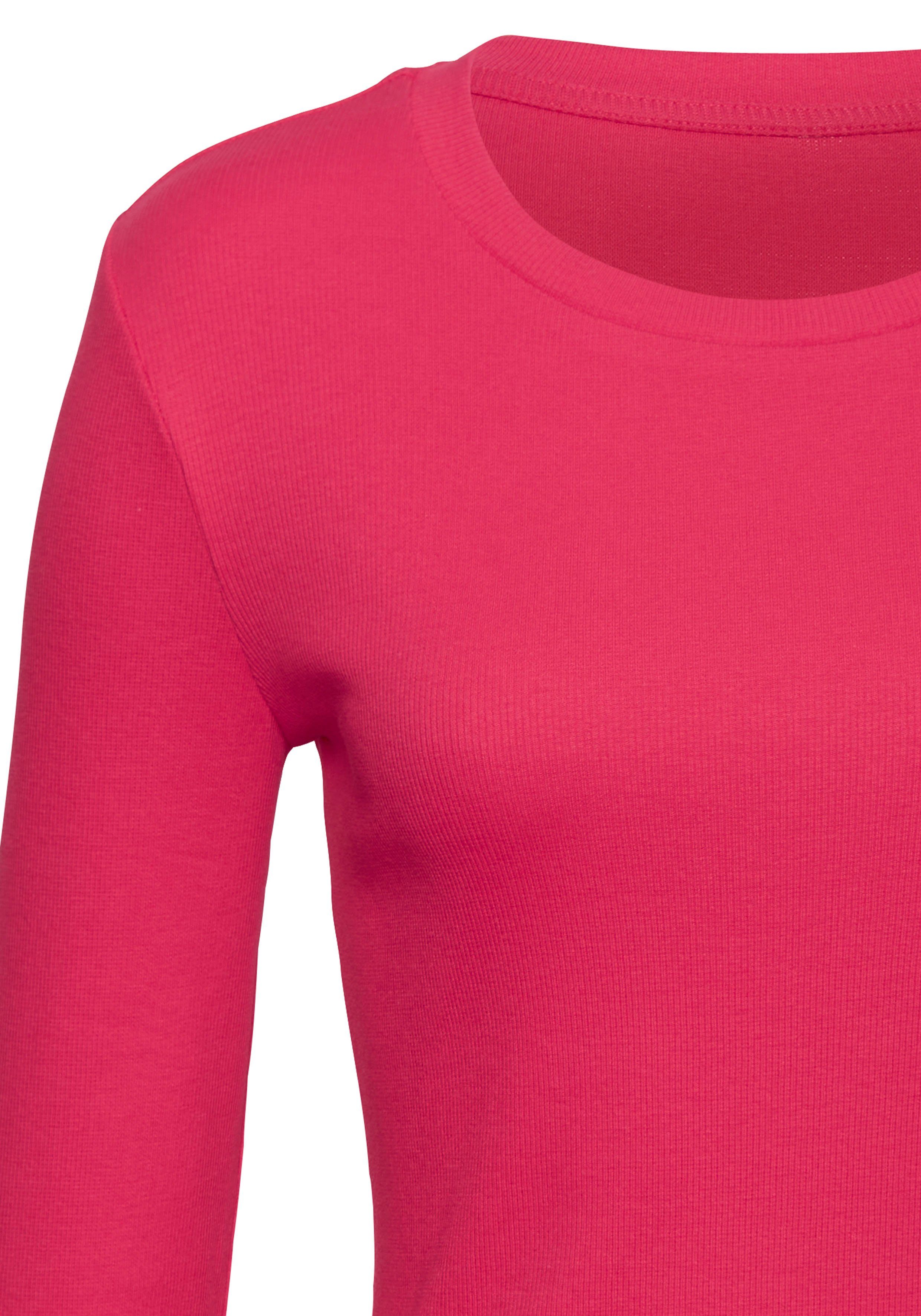 Vivance Shirt met lange mouwen Van modieus ribmateriaal (Set van 2)