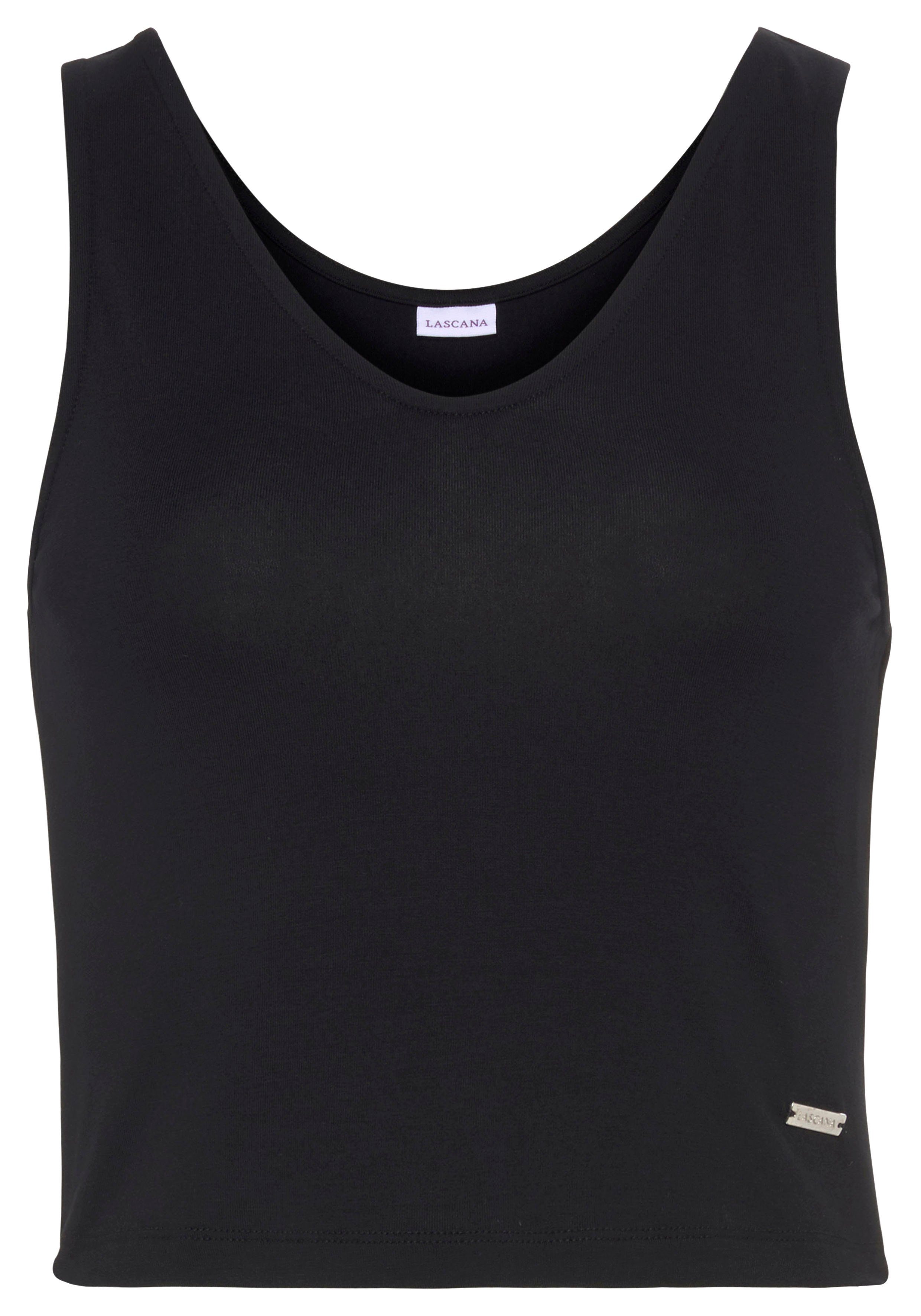 Lascana Tanktop modieus korte snit nachtkleding maat 44/46 zwart