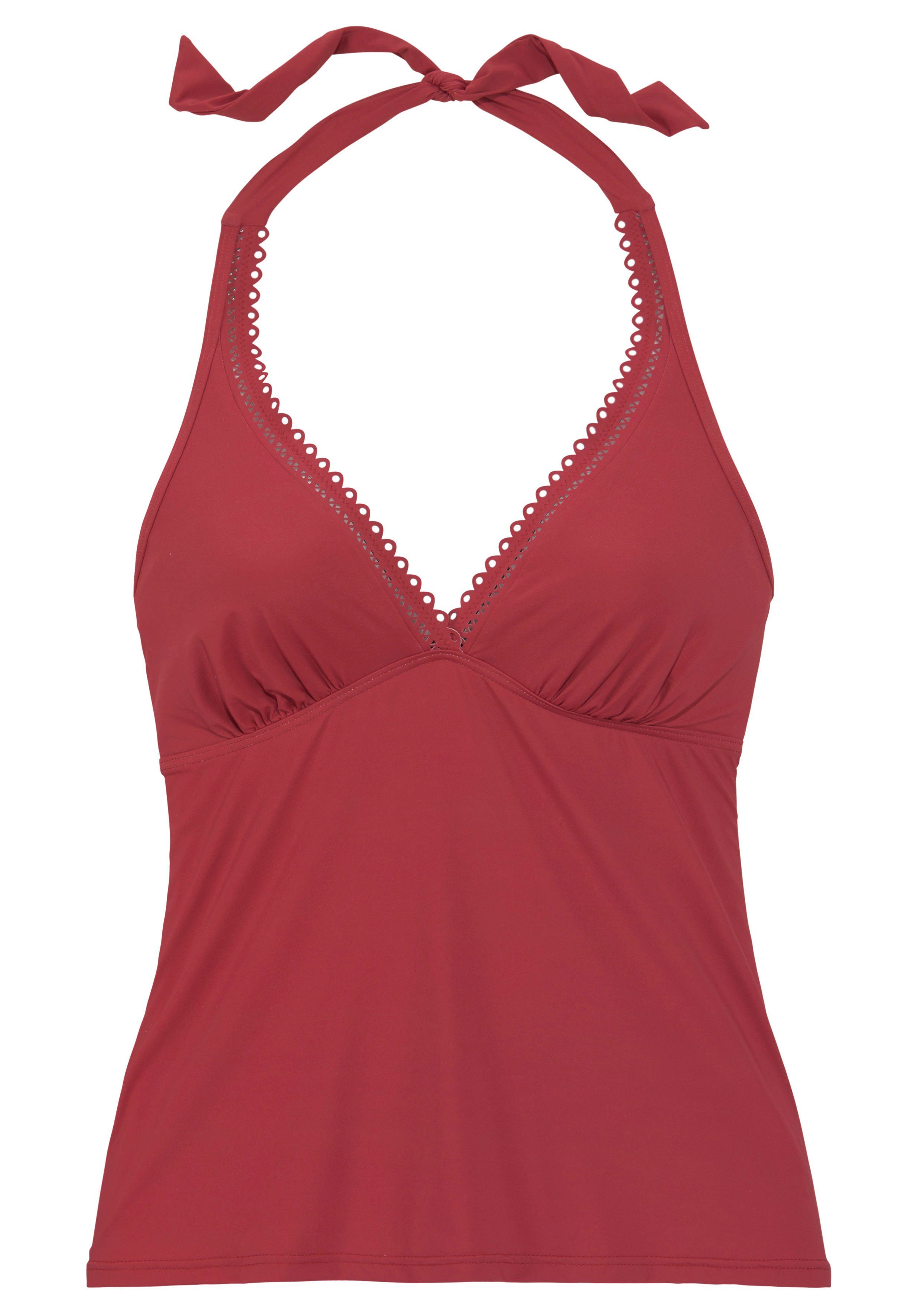s.oliver red label beachwear tankinitop met beugels aiko met gehaakte look rood