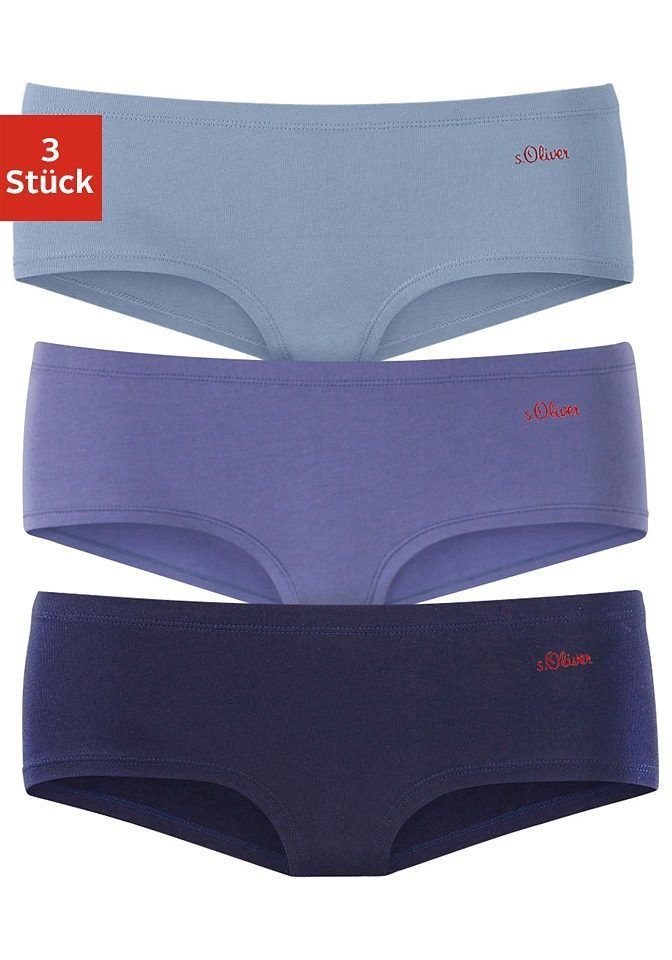 s.Oliver RED LABEL Beachwear Hipster elastische katoenkwaliteit (3 stuks)