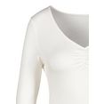 lascana shirt met lange mouwen ribshirt met een v-hals en kleine plooi (set van 2) wit