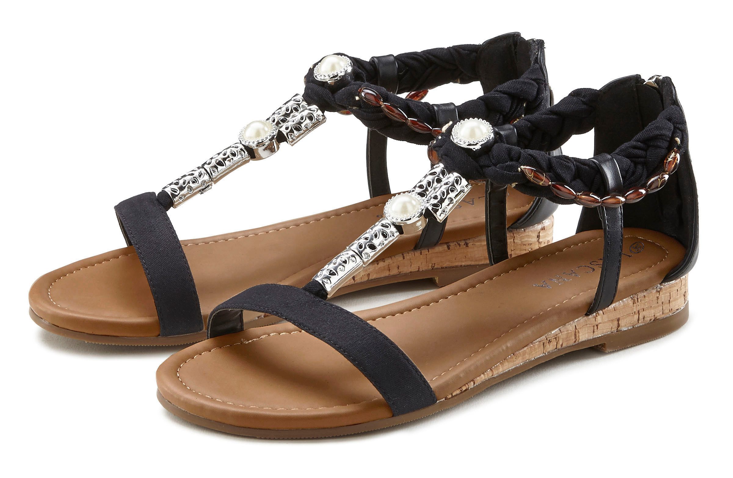 Lascana Sandalen Sandalette, zomerschoen met sieraandeel VEGAN