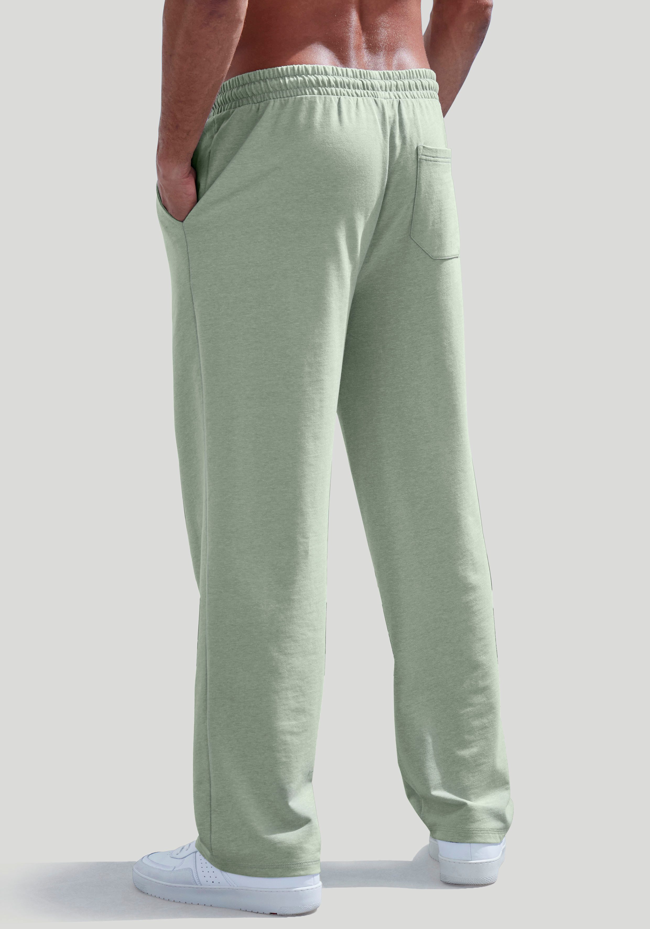 John Devin Sweatbroek Wijd model in melange-look van katoenmix