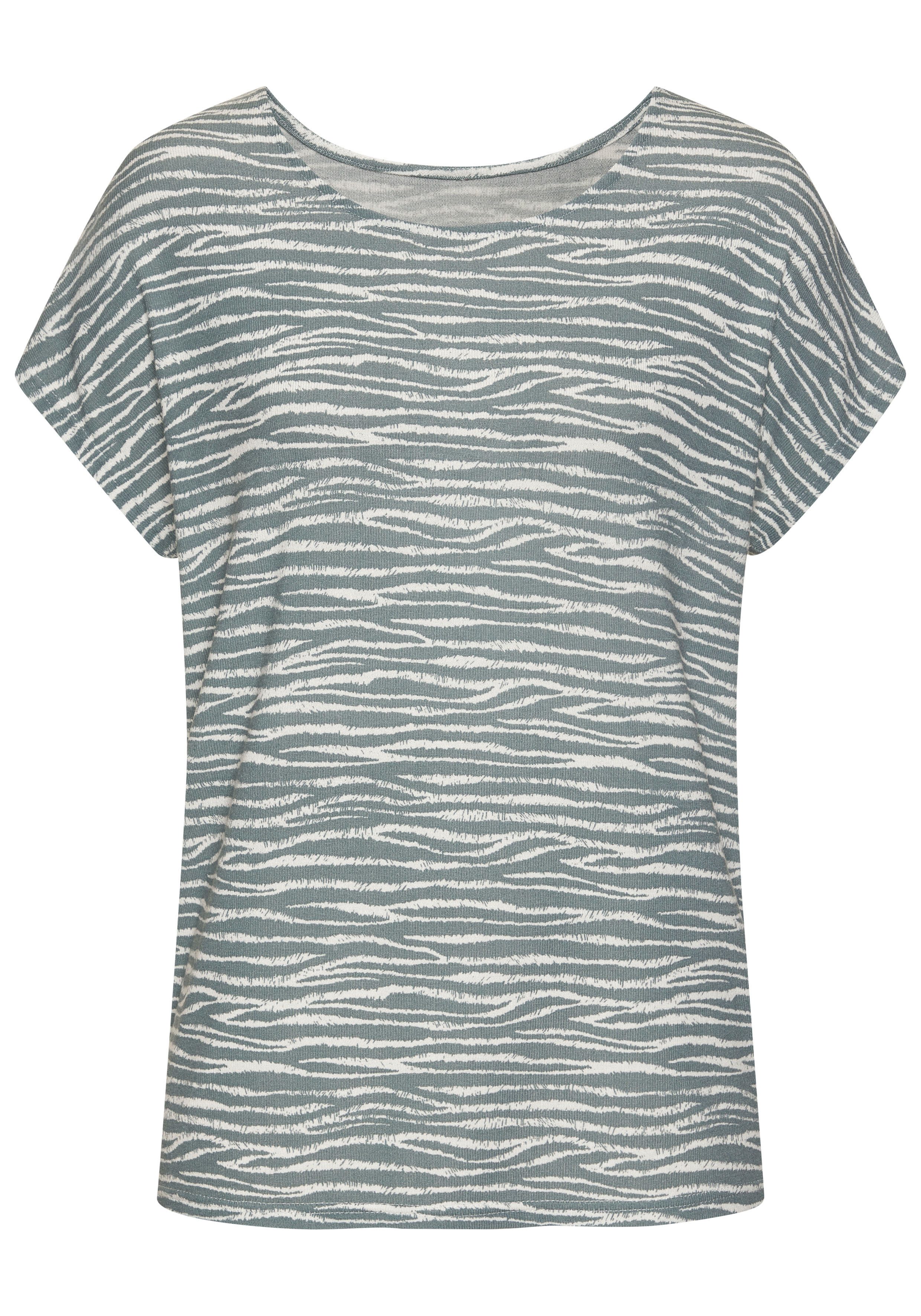 Lascana Shirt met korte mouwen Met modieus zebra-patroon