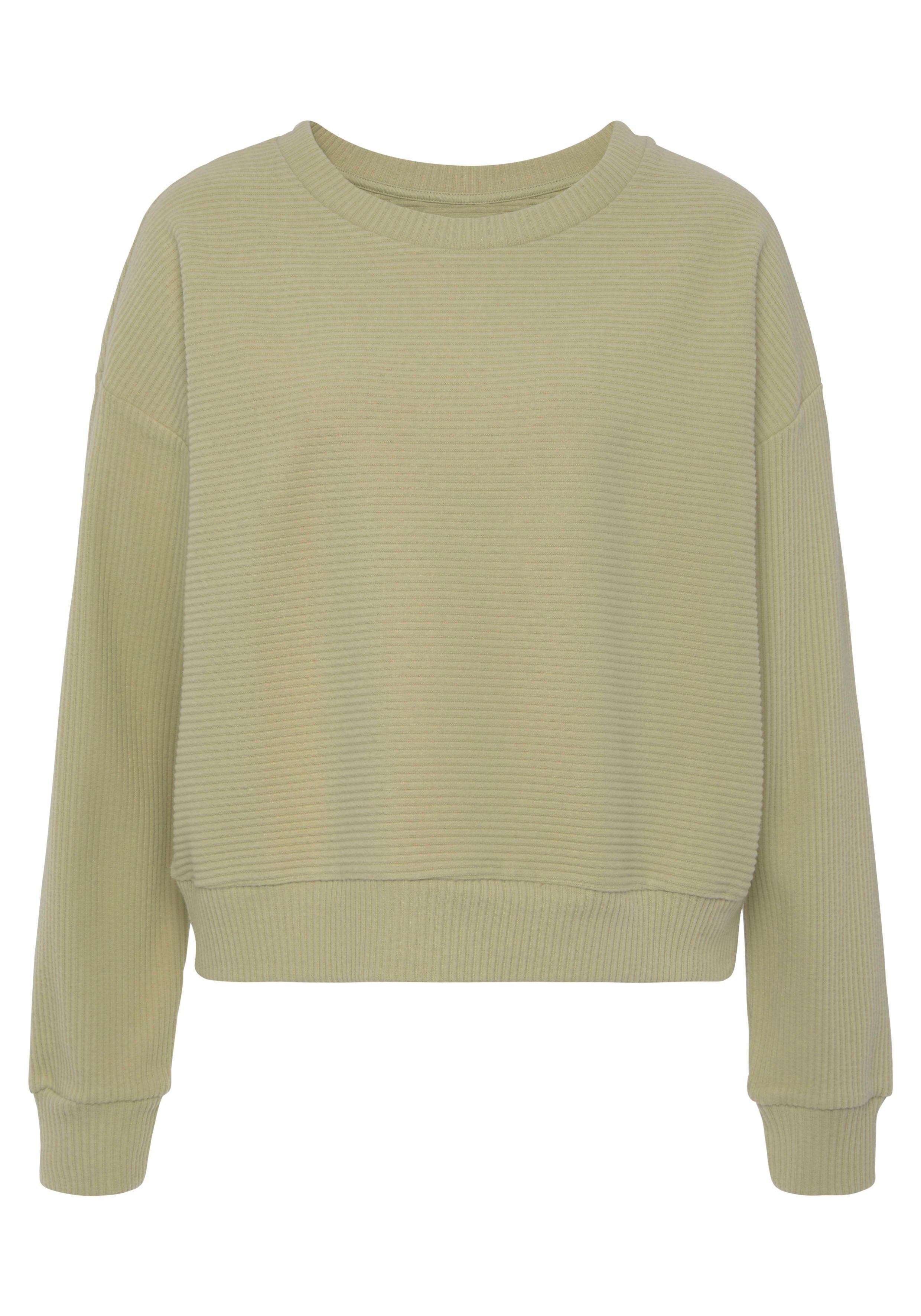 s.Oliver RED LABEL Beachwear Sweatshirt van ribkwaliteit met overhangende schouders, loungewear tops & hoodies maat 32/34 groen