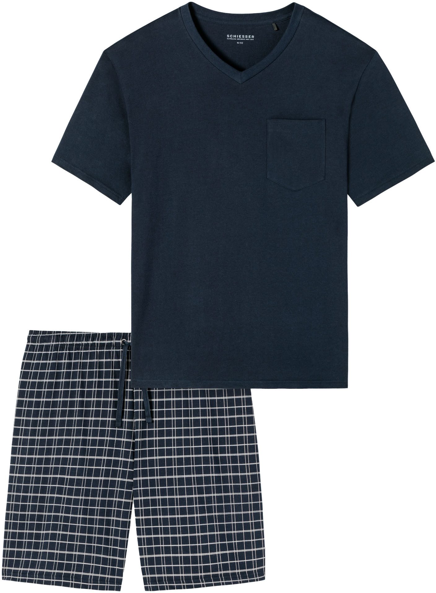 Schiesser Shortama Ebony met opgestikte borstzak (2-delig, 1 stuk)