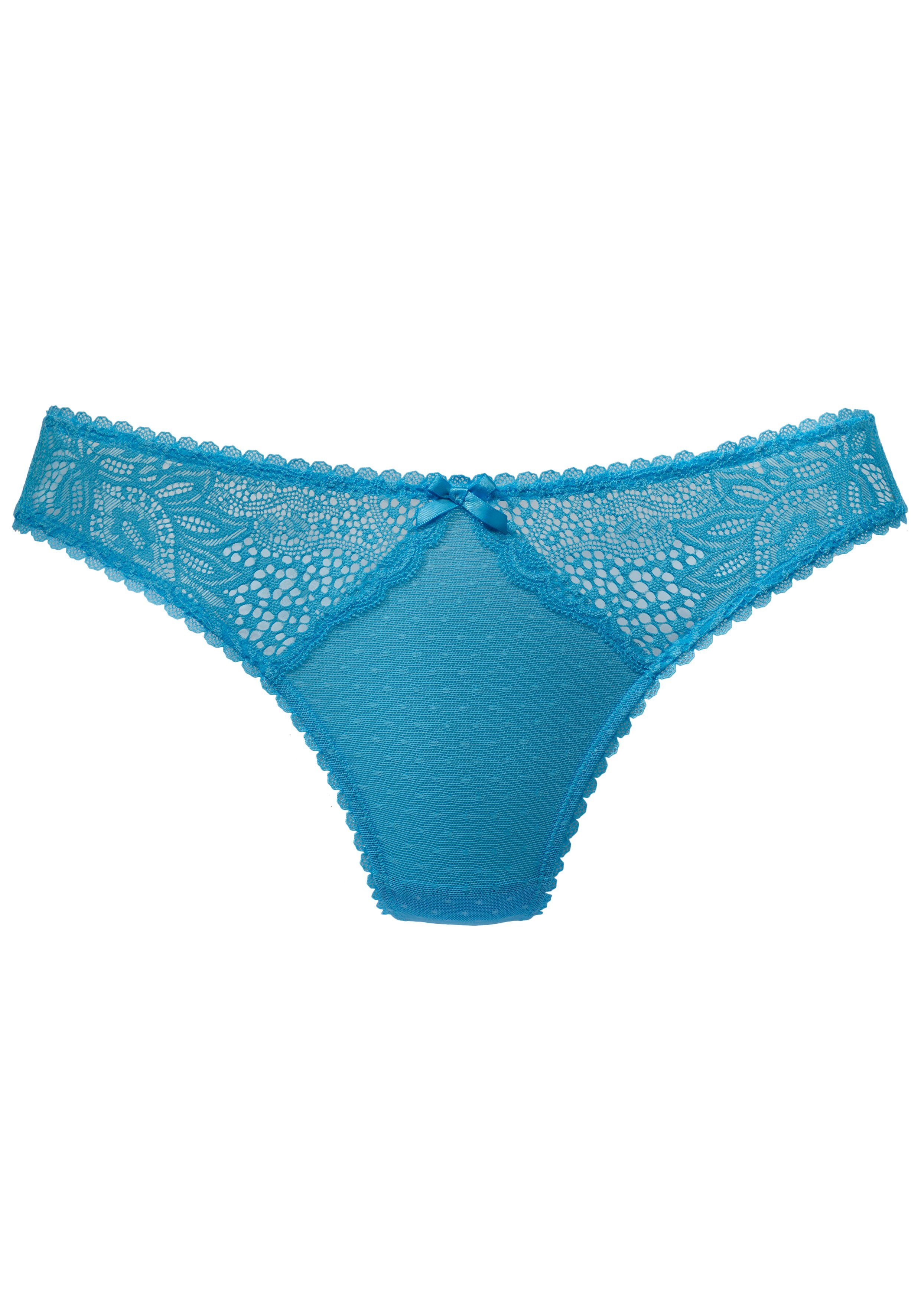 Vivance String met kanten inzetten opzij in gebloemde look