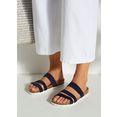 lascana slippers met kurkvoetbed en elastische riemen blauw