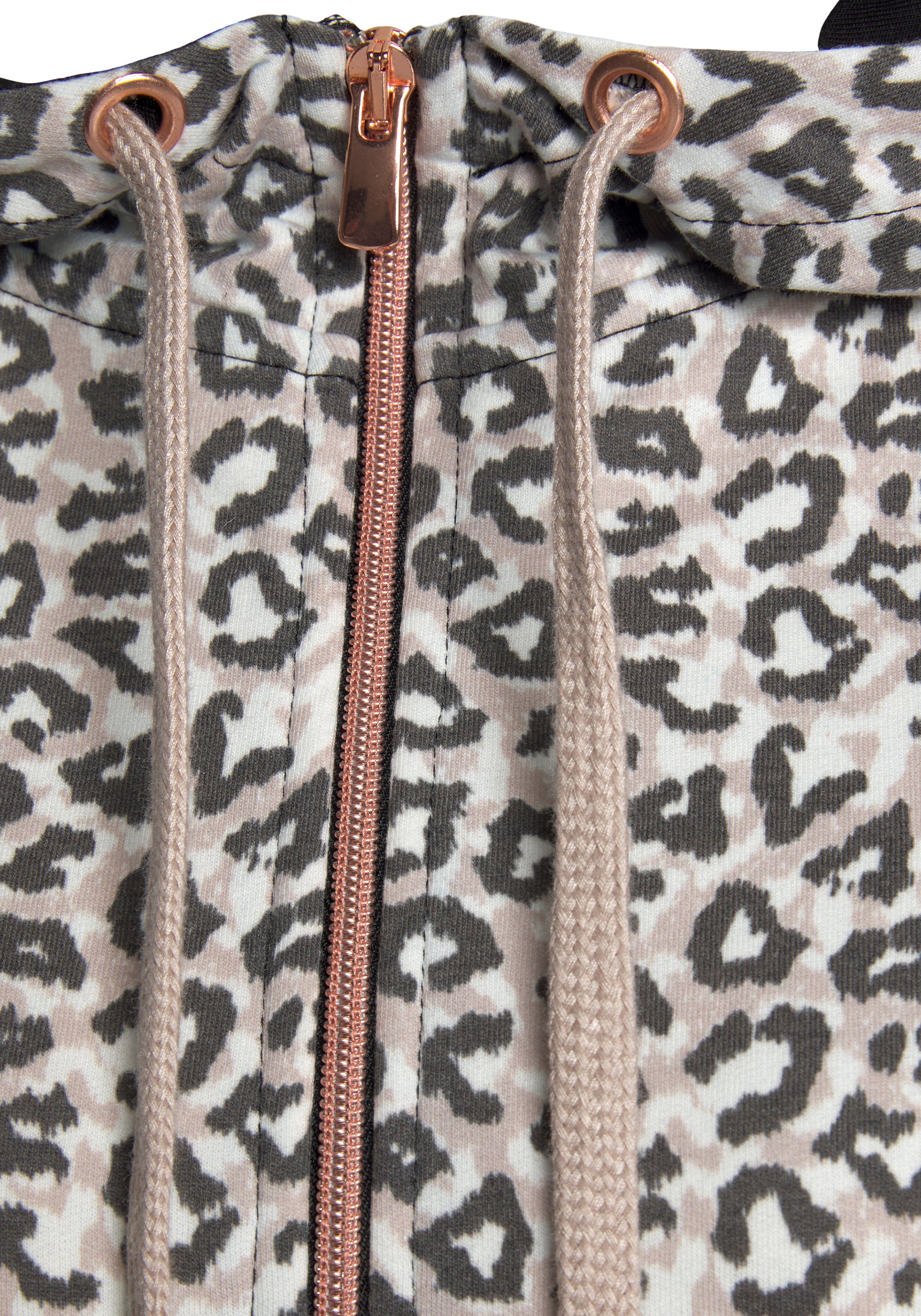 Lascana Capuchonsweatvest / sweatvest met details in rozegoud Sweatshirtjack met details in roségoud, loungewear