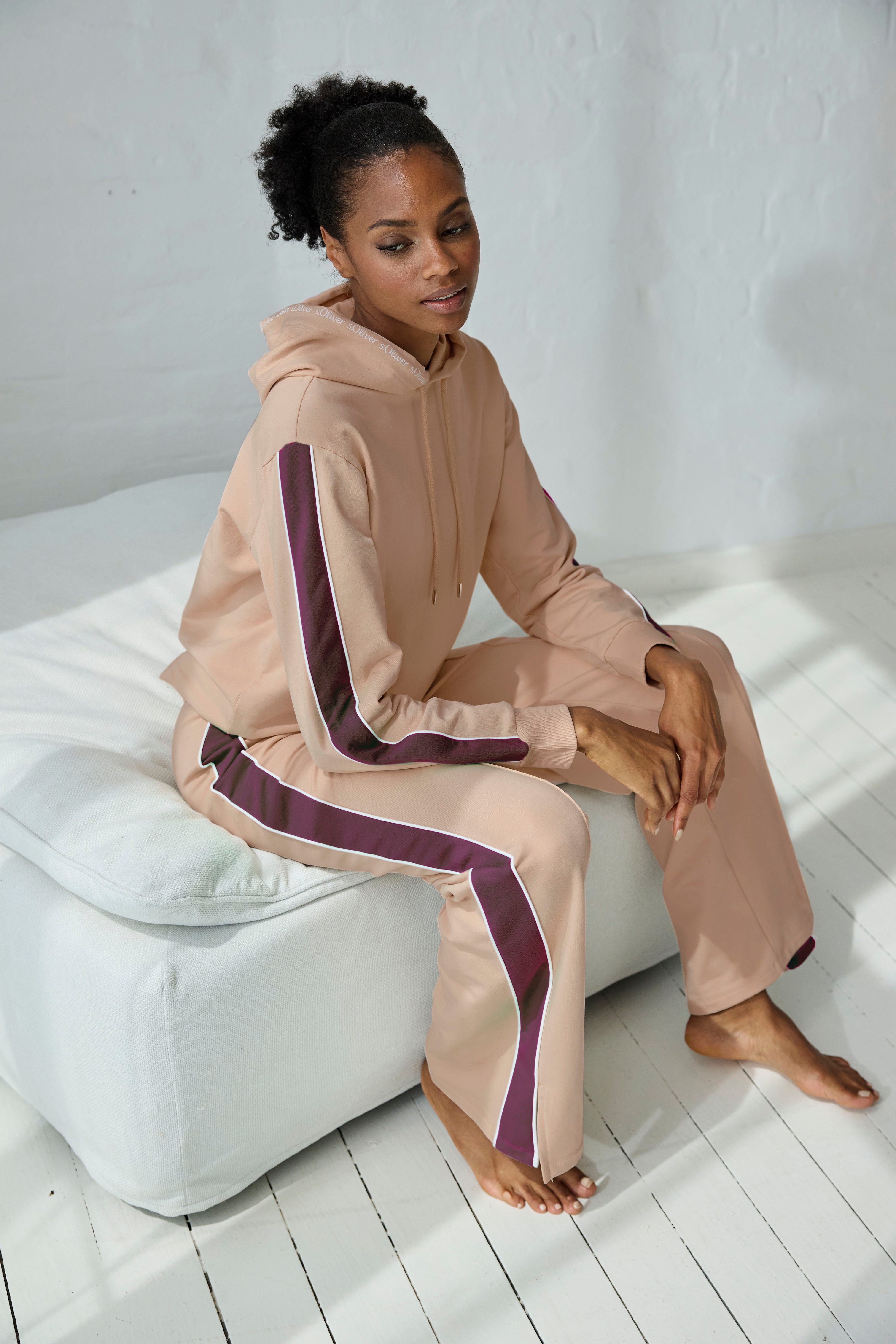 s.Oliver RED LABEL Beachwear Hoodie met contrasterende accenten, loungewear (1-delig)