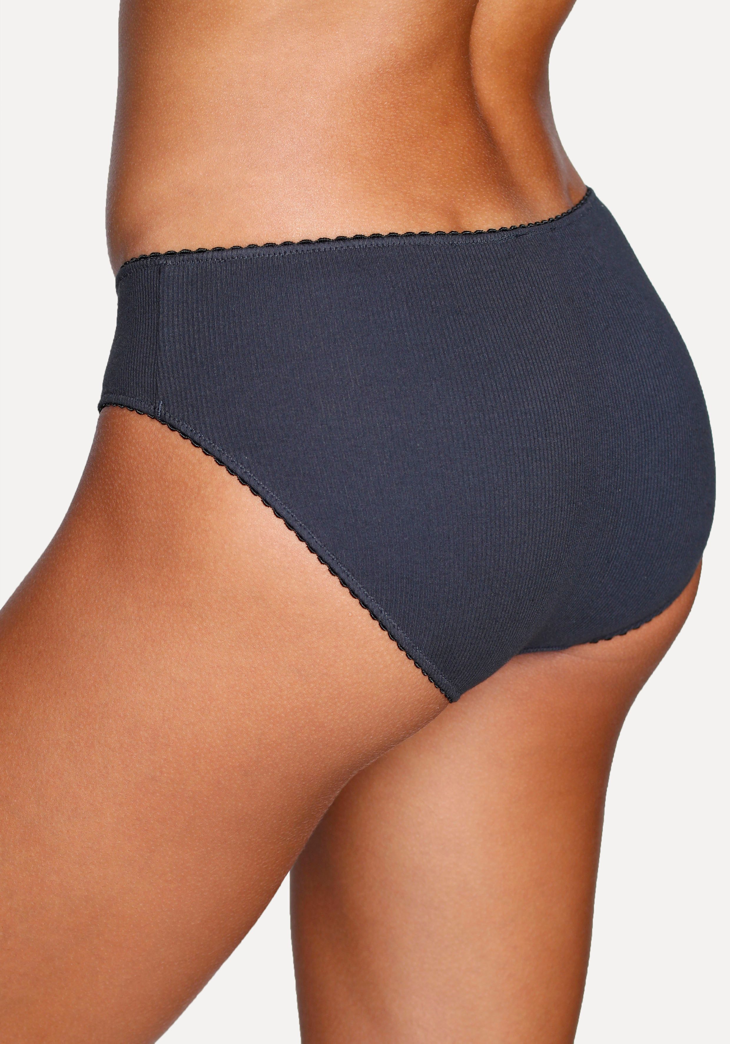 Vivance Jazz-hipsters van zachte en elastische ribstof, met delicate roosjes vooraan (3 stuks)