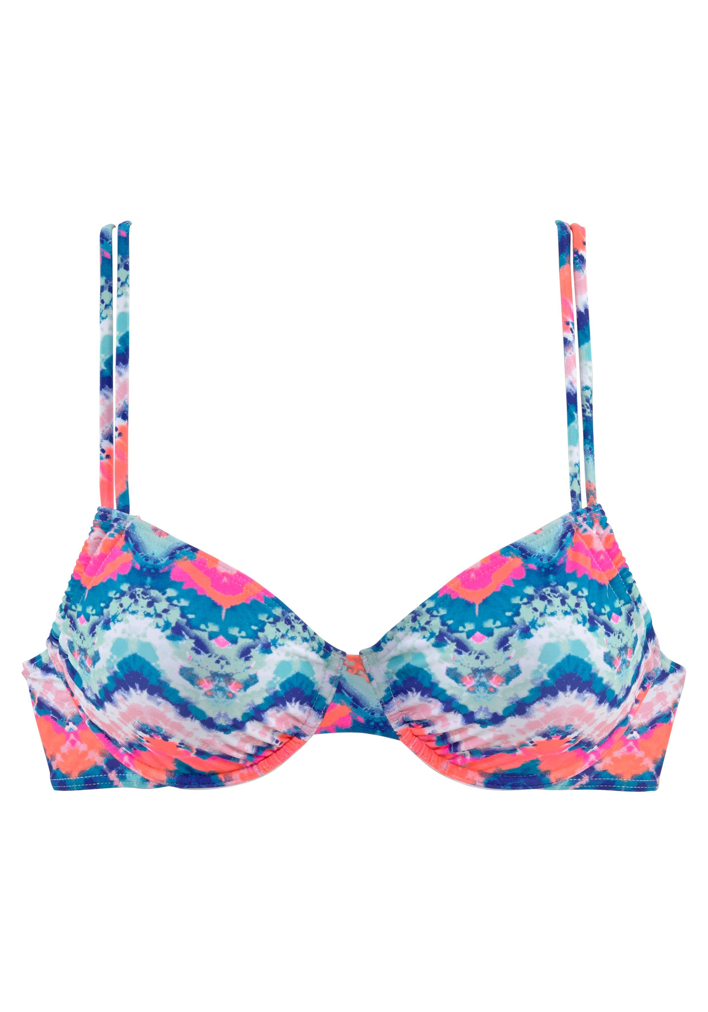 venice beach bikinitop met beugels face met uitneembare vullingen blauw