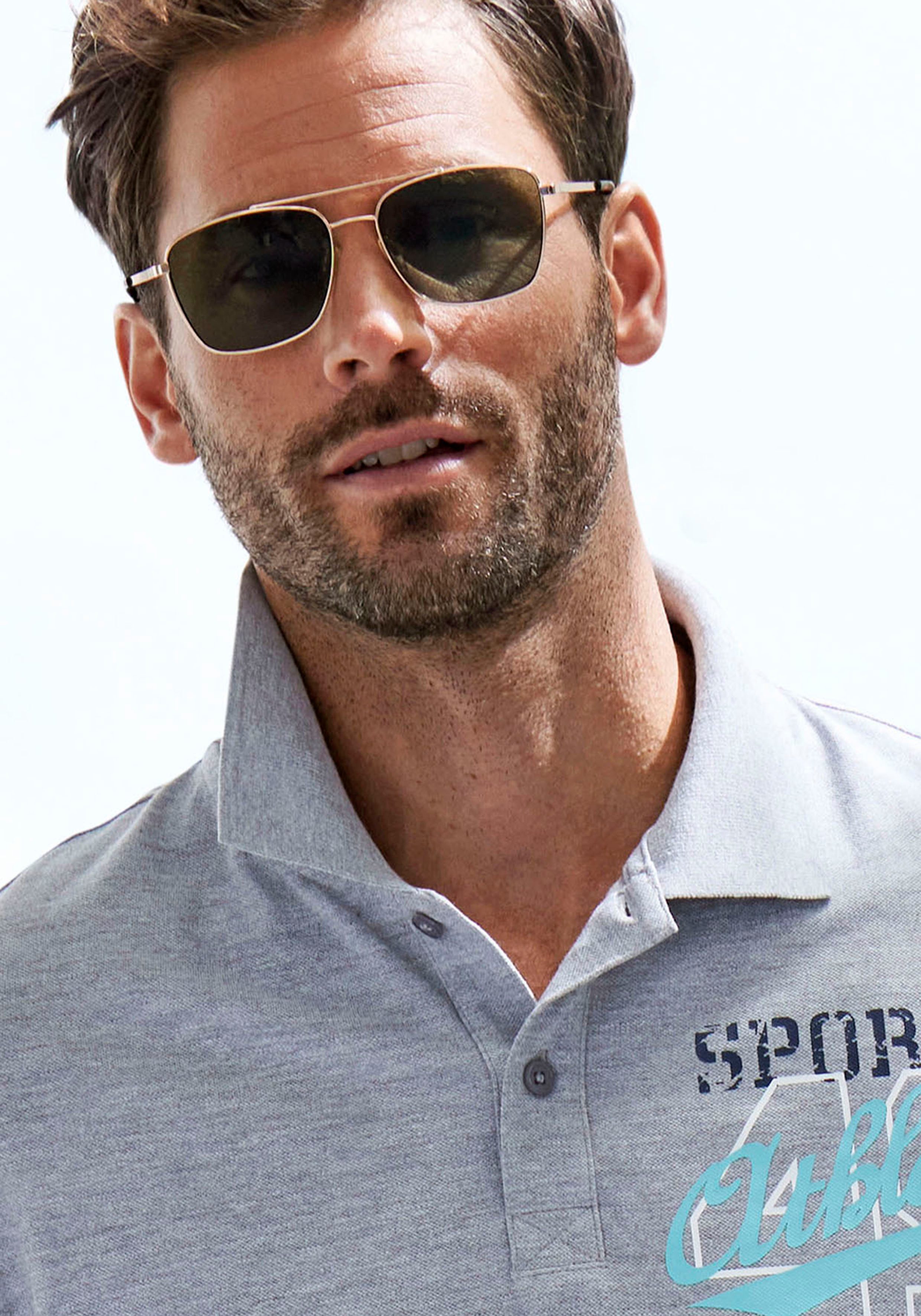 John Devin Poloshirt met grote print aan de voorkant van katoen-piqué