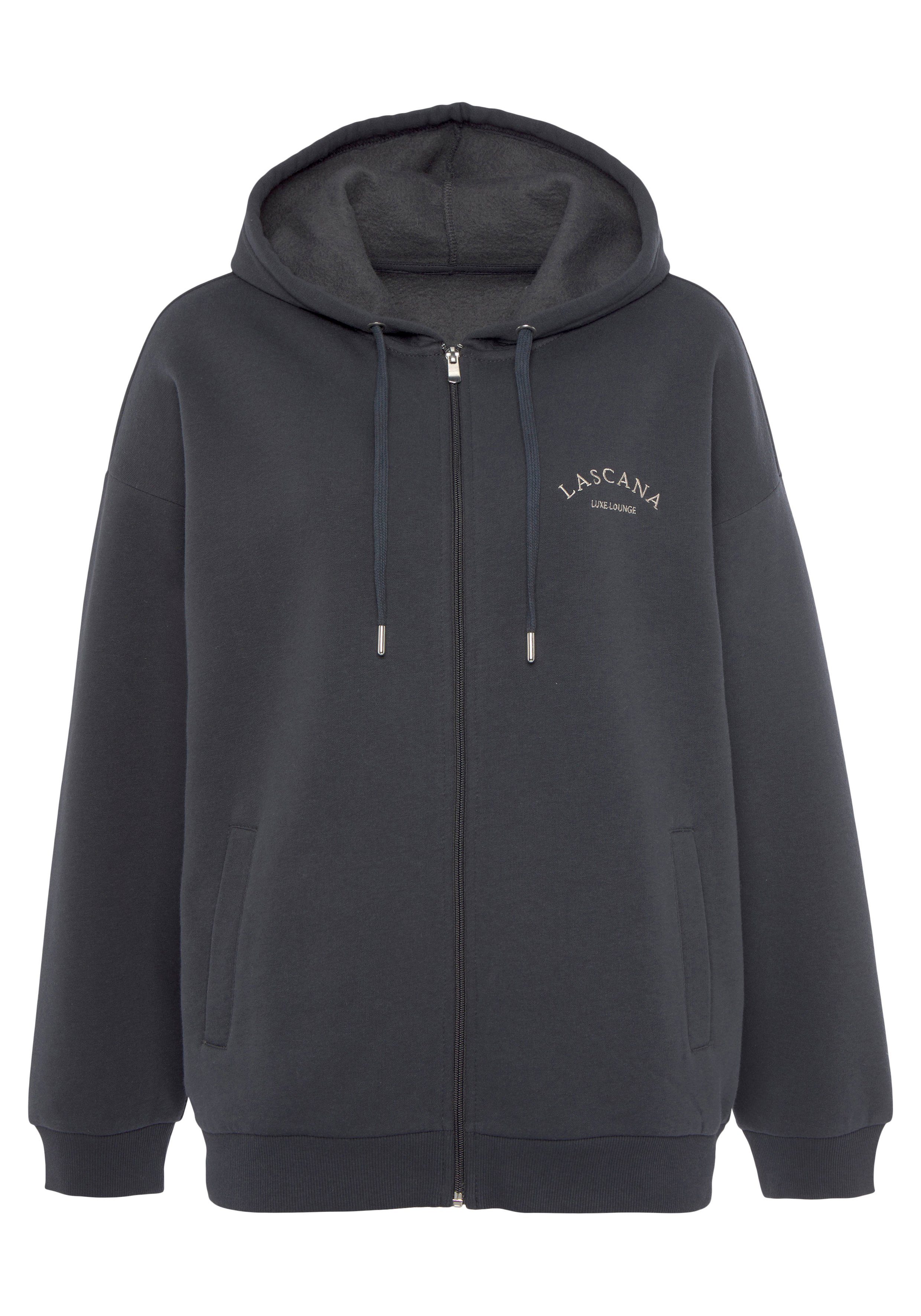 Lascana Capuchonsweatvest , - Sweatvest met capuchon met zijzakken en aan de binnenkant opgeruwd, loungewear