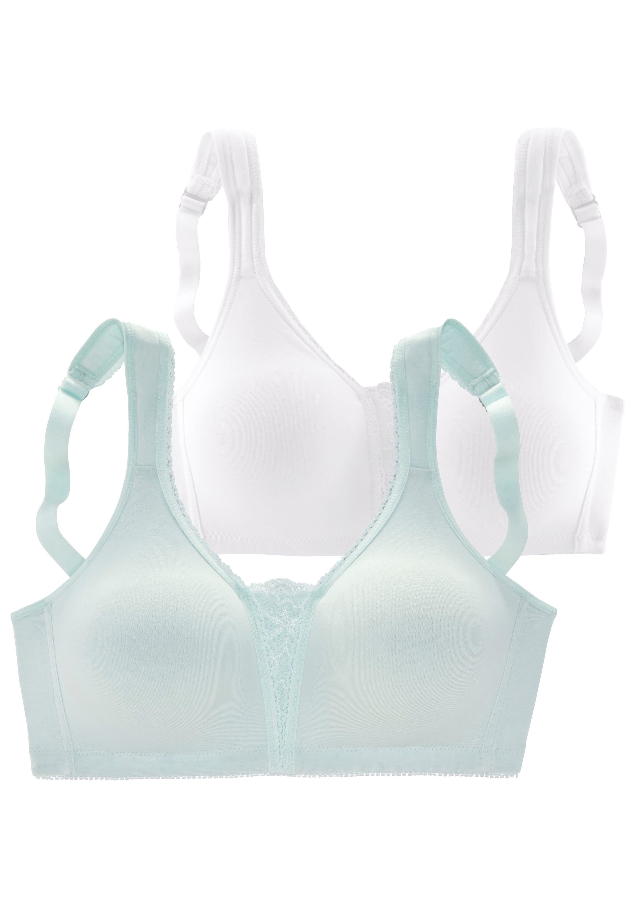 Petite fleur Soft-bh zonder beugels met kanten details (Set van 2) bh's zonder beugel maat 80 E blauw