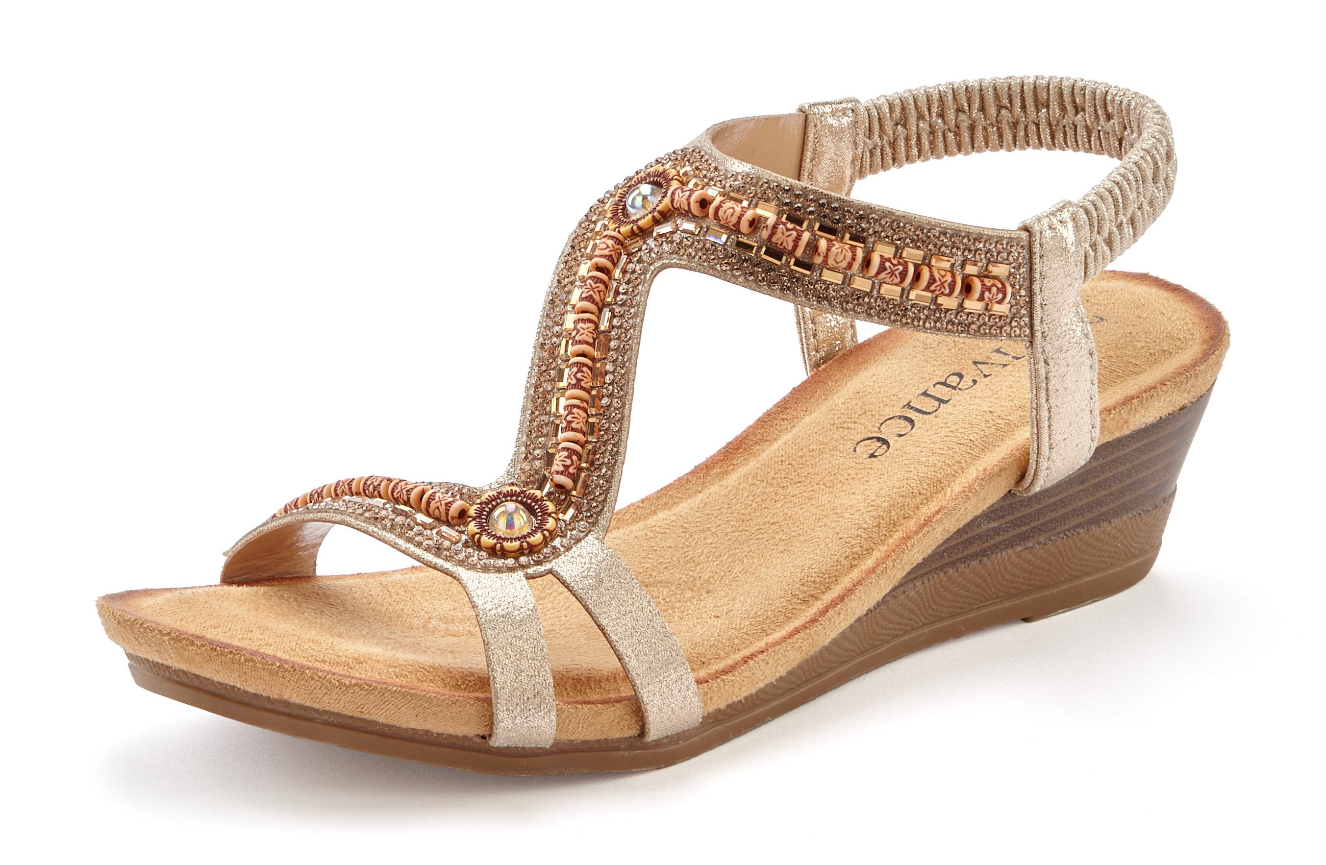 Vivance Sandaaltjes Zomerschoen Sandaal, zomerschoen met glinsterdetails en elastische bandjes VEGAN