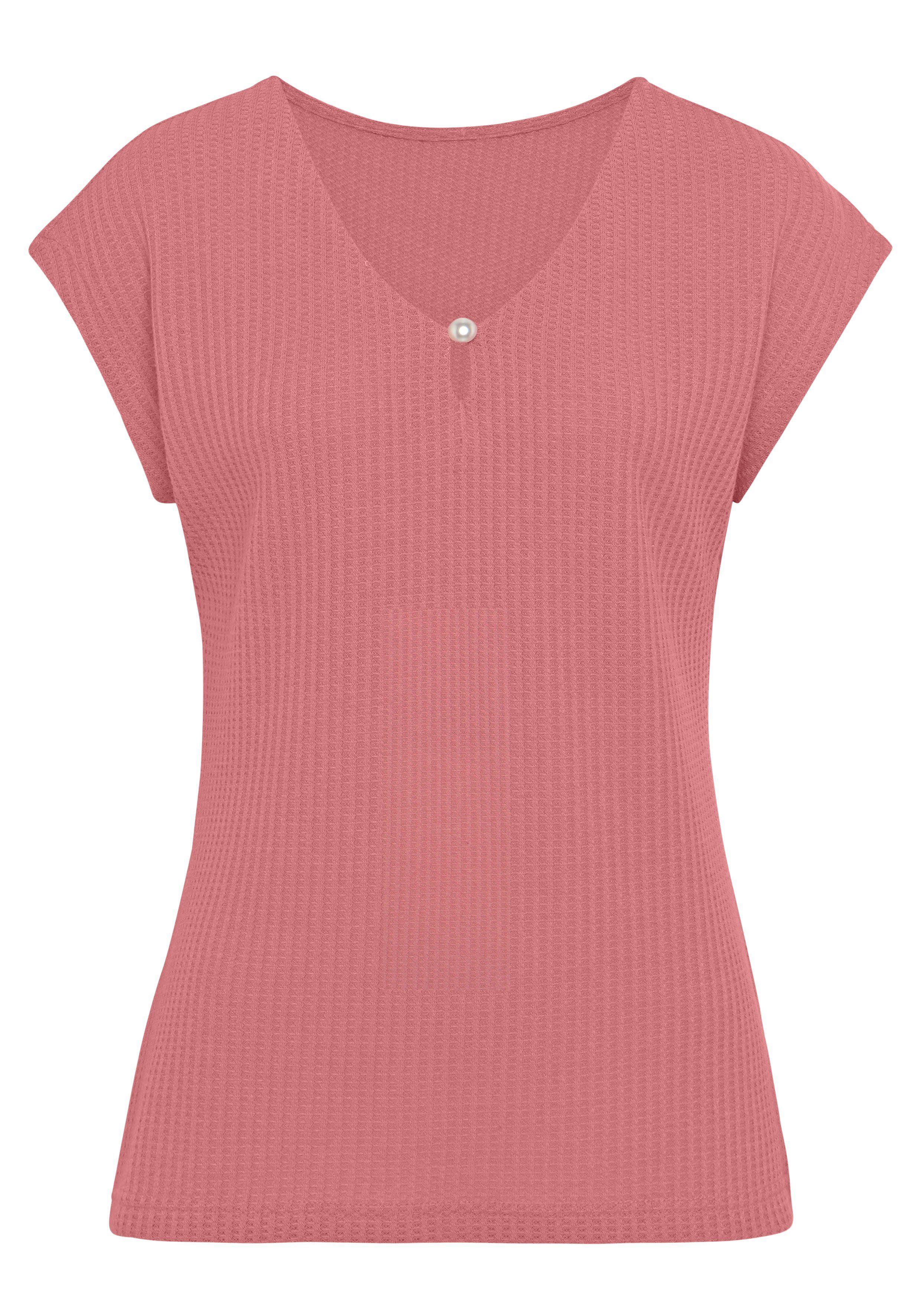 Lascana Shirt met korte mouwen Met sierkraaltje van zachte piquékwaliteit (2-delig, Set van 2)