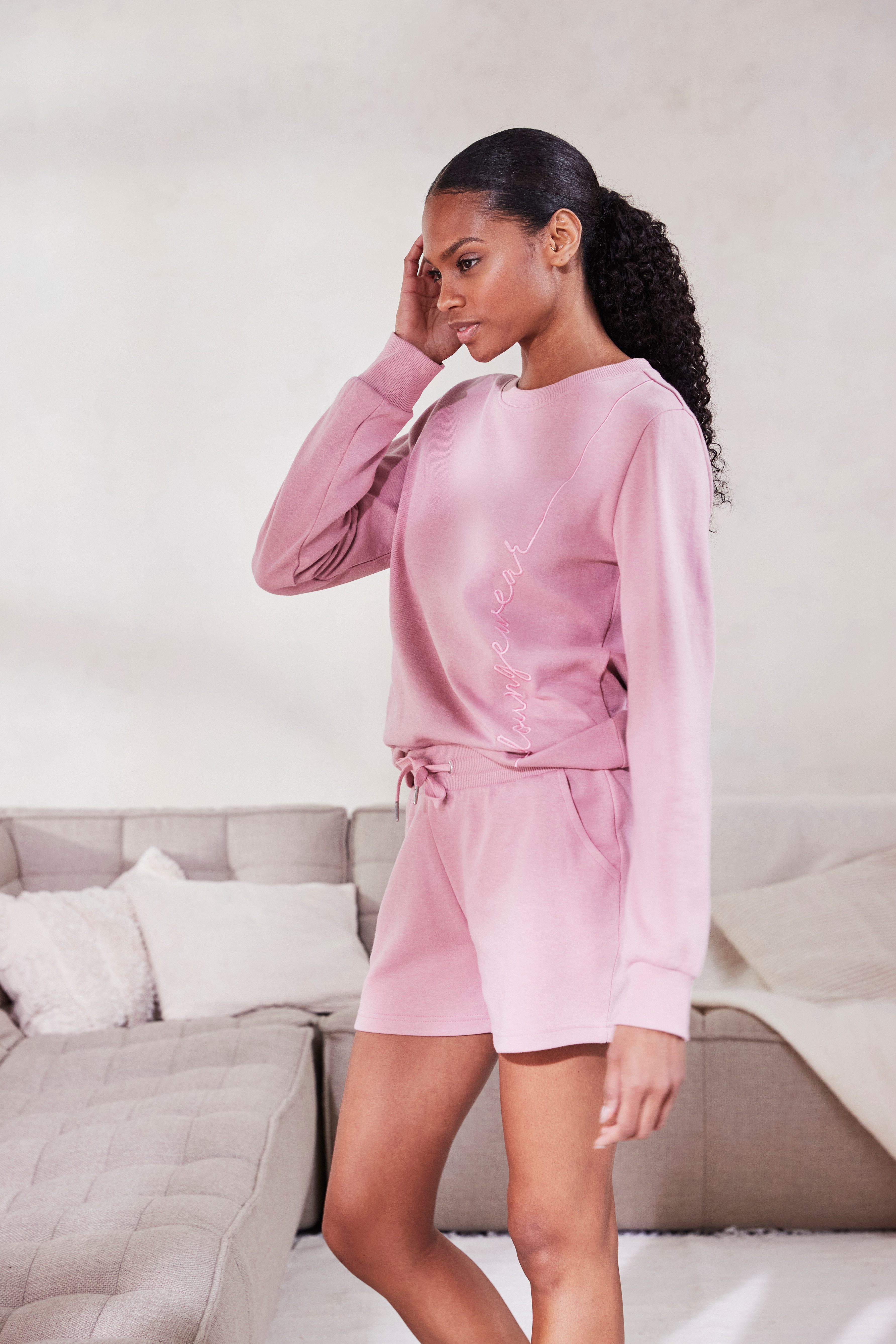 Vivance Lang sweatshirt met loungewear borduring, loungeshirt