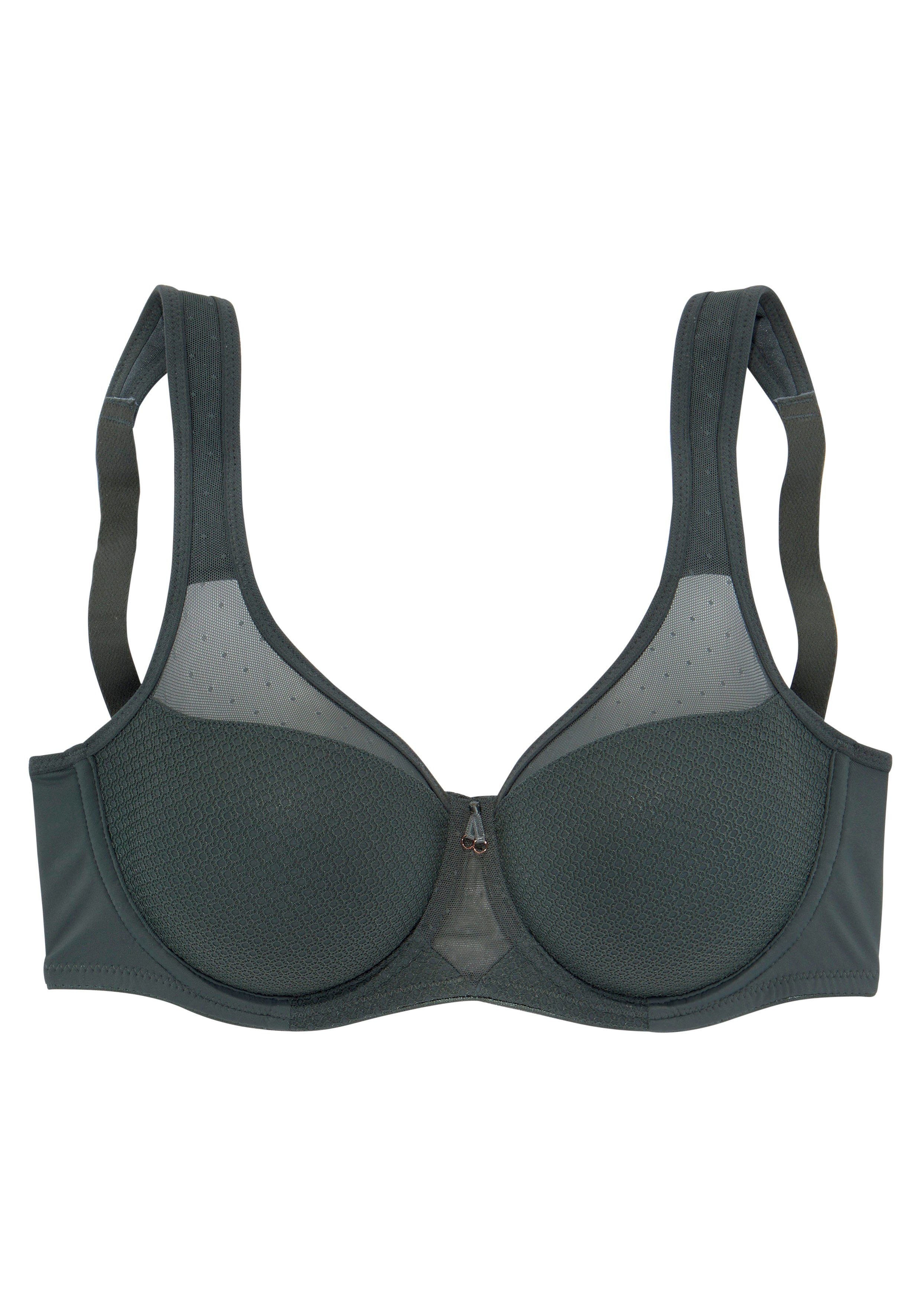 Nuance Minimizer-bh met beugel en transparante netinzetten in de bovenste cup beugel bh's maat D D groen