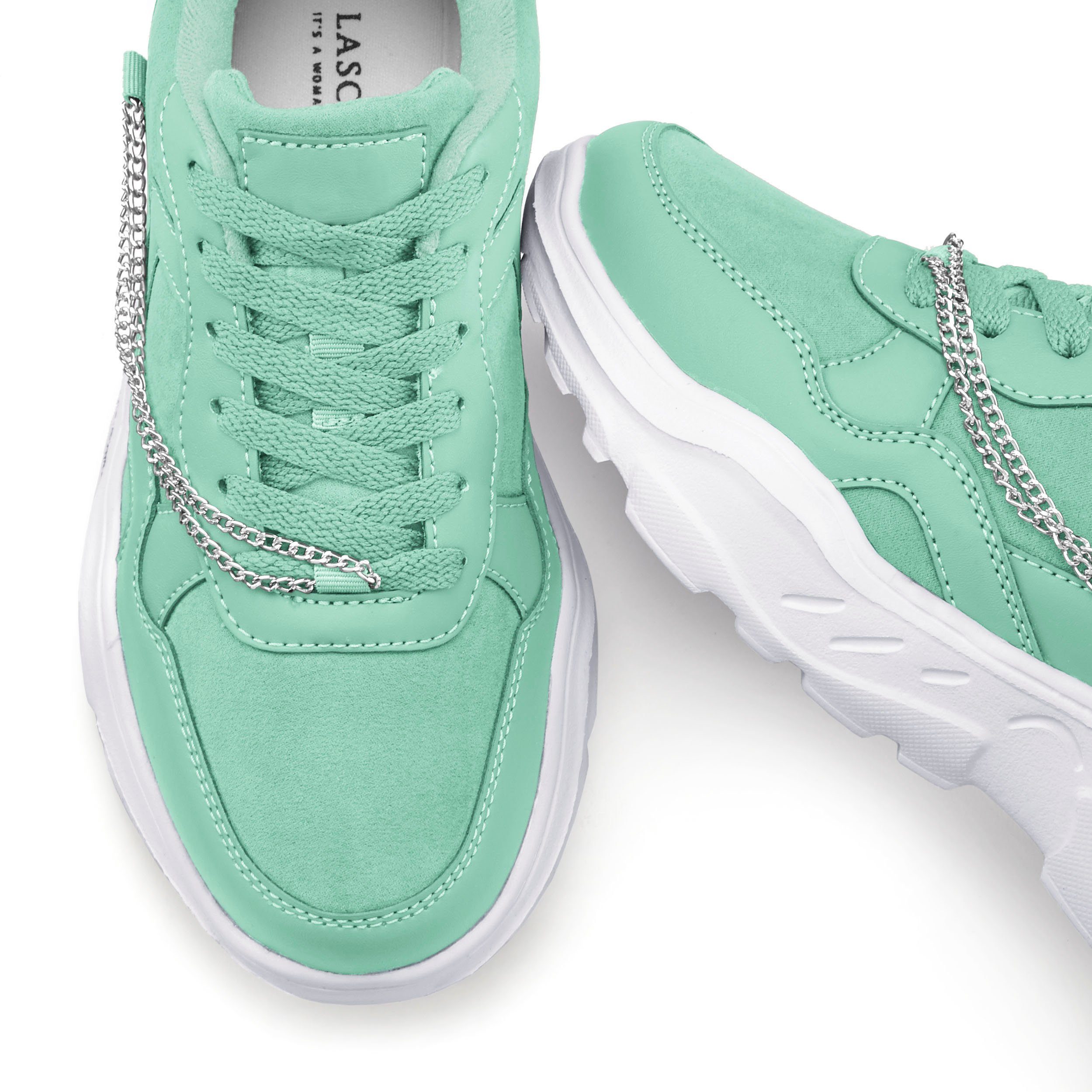 Lascana Sneakers met chunky zool & kettingen, veterschoenen, vrijetijdsschoenen vegan