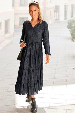 lascana maxi-jurk met all-over print grijs