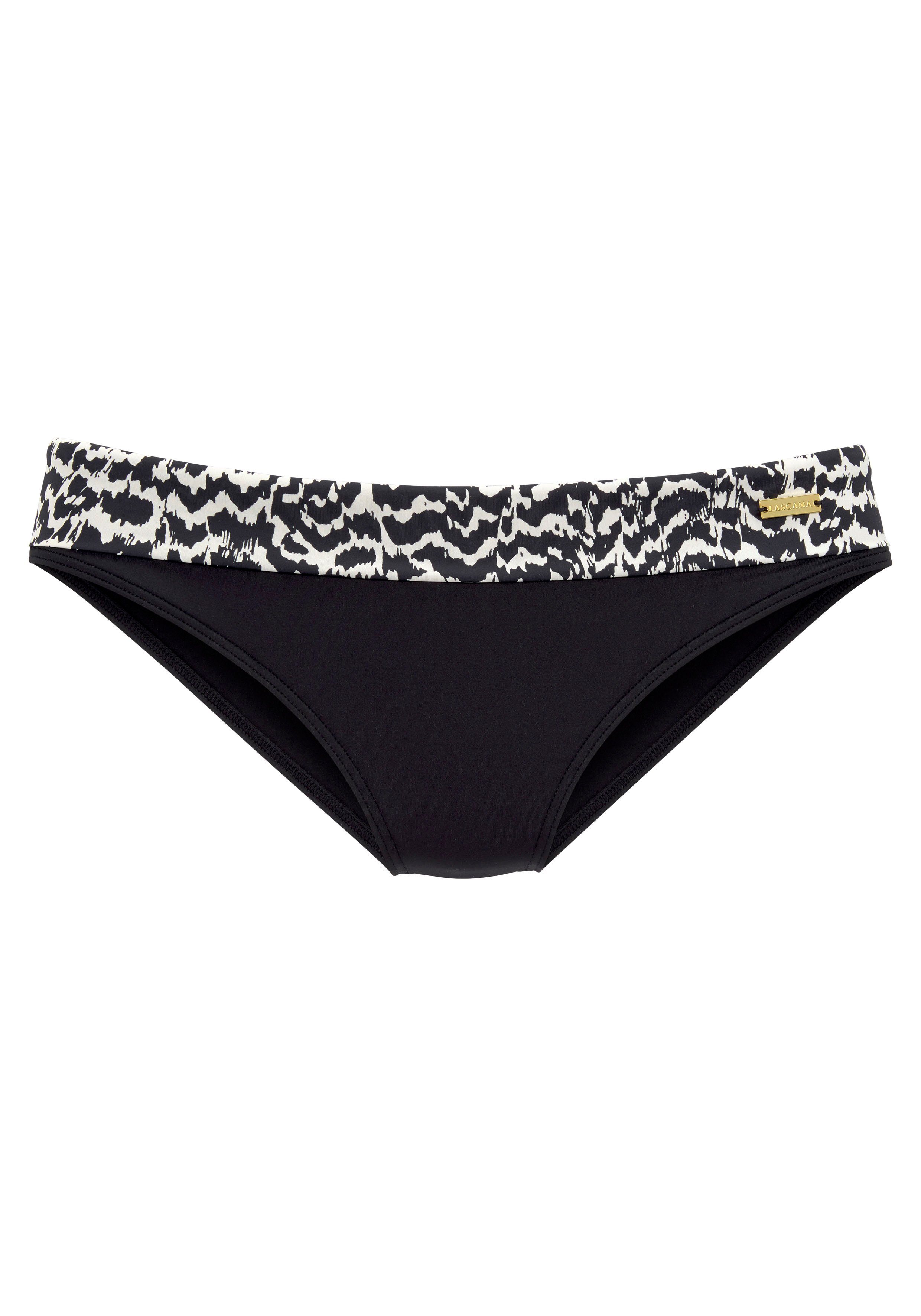 lascana bikinibroekje clara met gedessineerde omslagband zwart